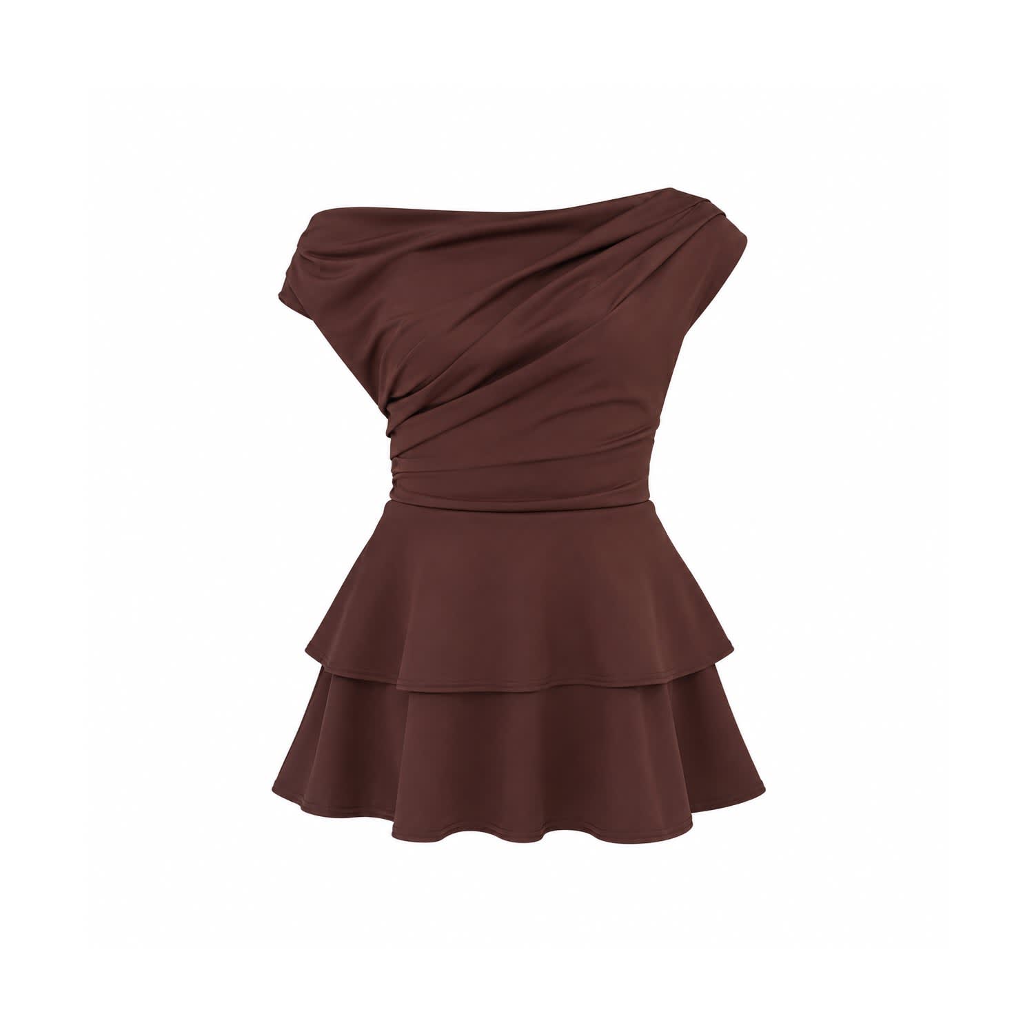 Pippa Double Frill Mini Dress Brown | Girl In Mind | Wolf & Badger