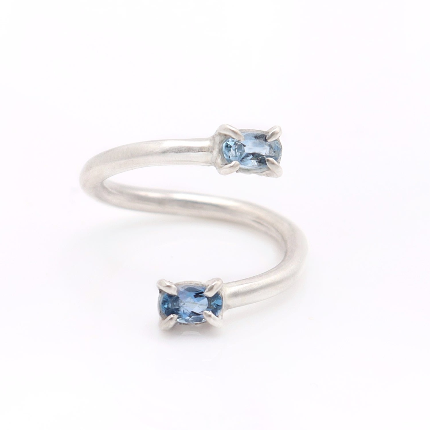 Gabriella Alicia Women's Blue Aquamarine Silver Wrap Toi Et Moi Ring In Blue