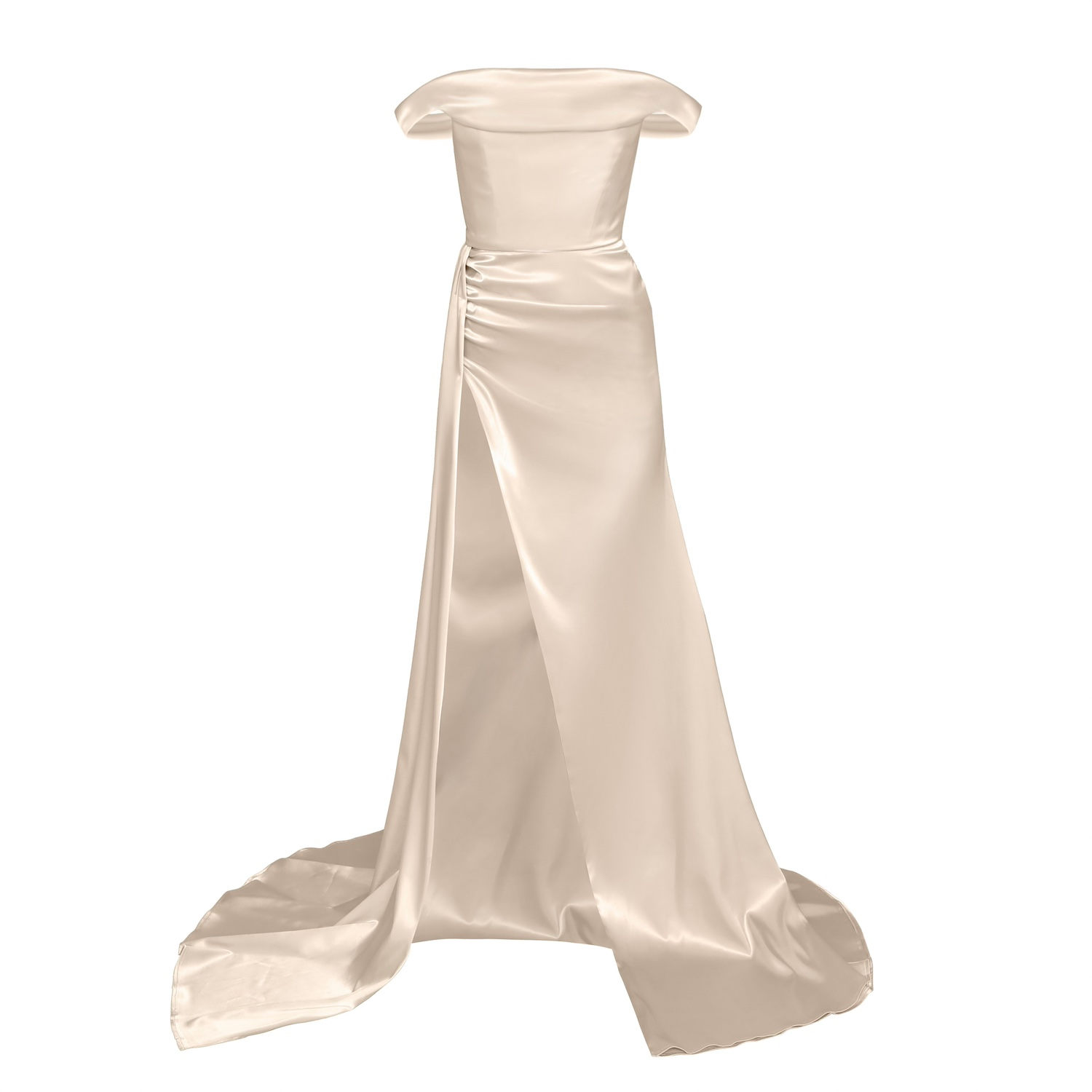 Moda Glam Women's Neutrals Amélie Off-the-shoulder Gown- Champagne In White