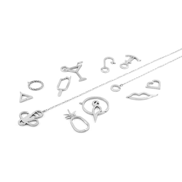 Anchor & Crew Geometric Triangle Link Paradise Silver Necklace Pendant In Silver