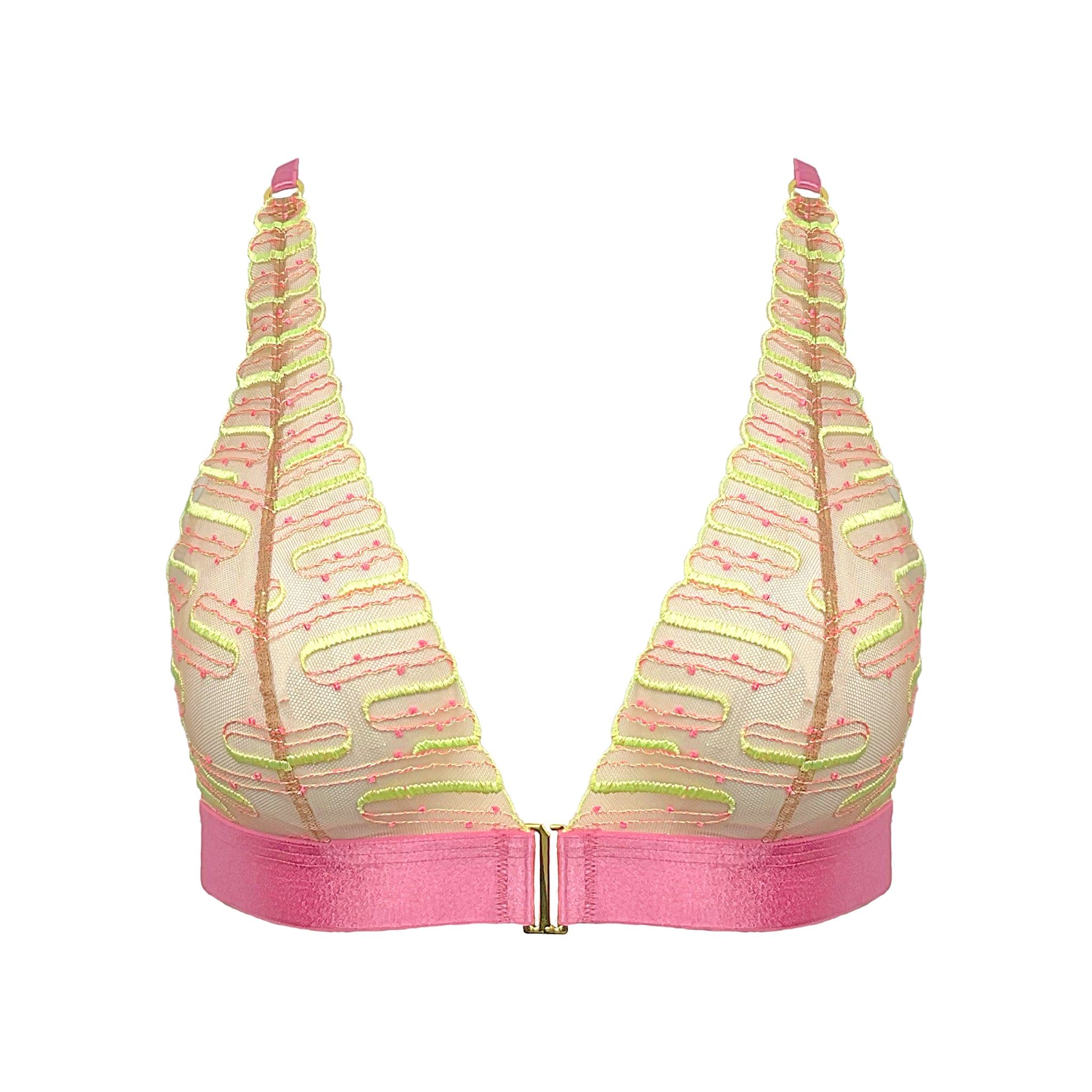 Somewhere Never Women's Pink / Purple / Yellow Desert Heat High Triangle Bralette In Pink/purple/yellow