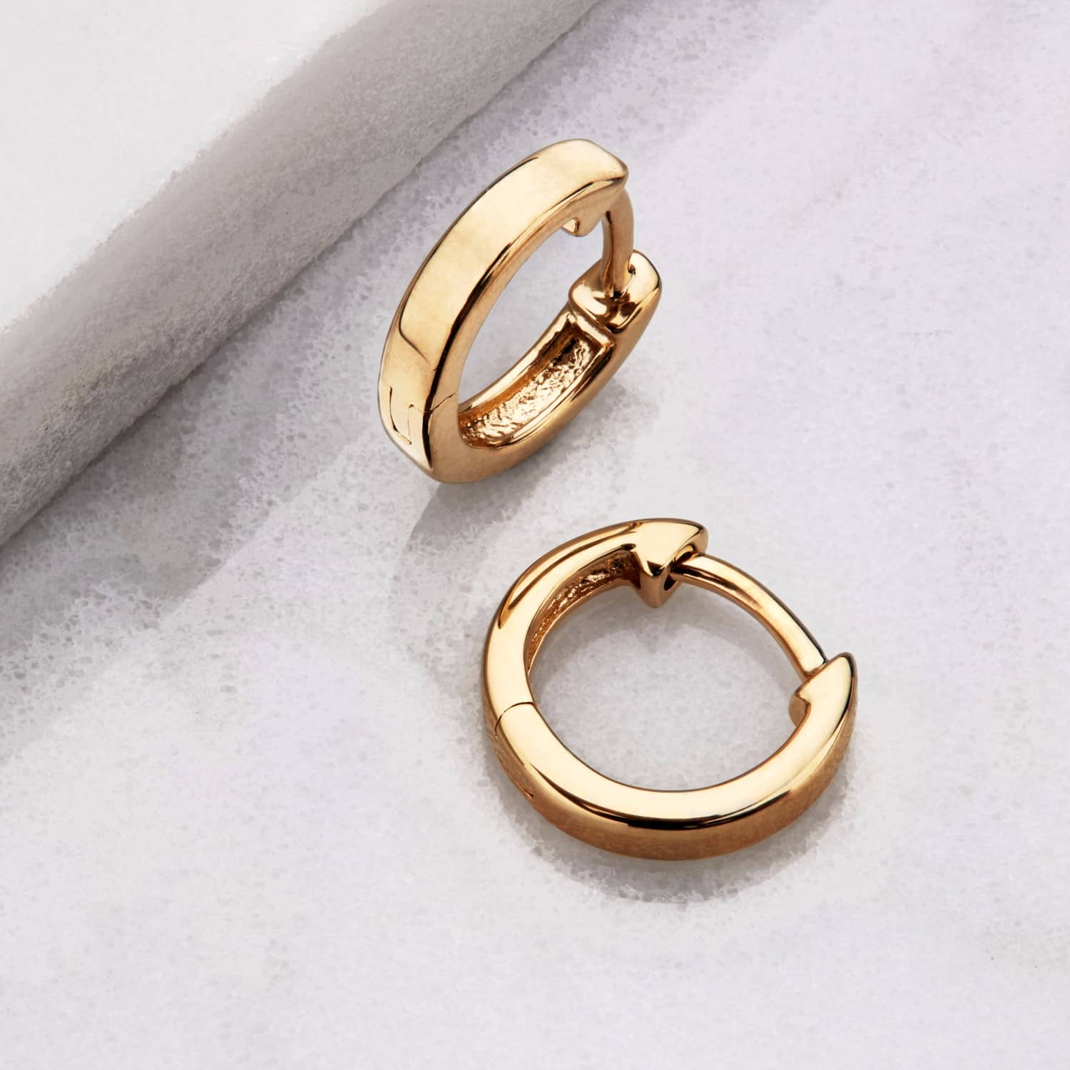 Small Plain Gold Huggie Hoop Earrings | Lily & Roo | Wolf & Badger