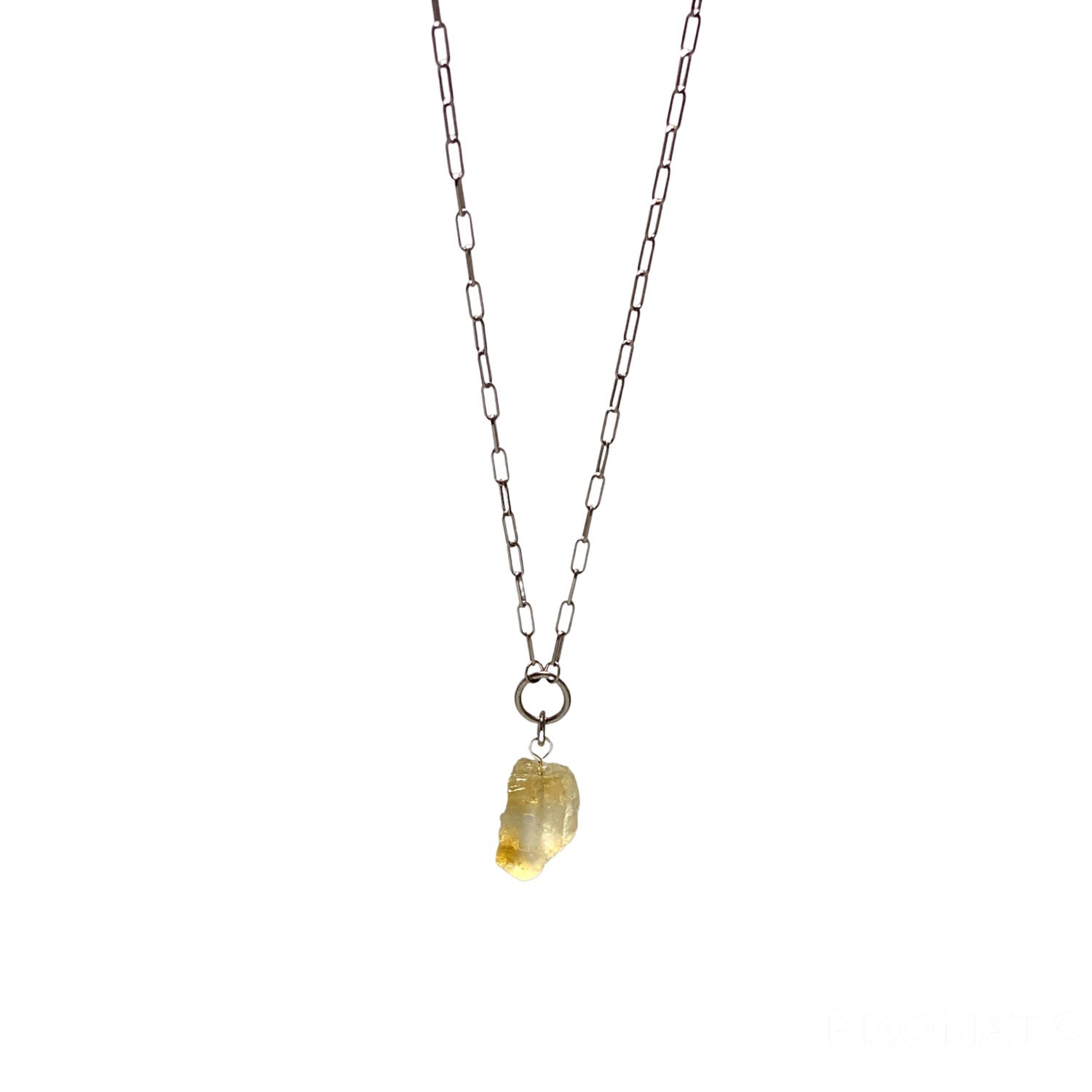 Women’s Raw Citrine Gemstone Maeve Necklace - Silver Cvlcha