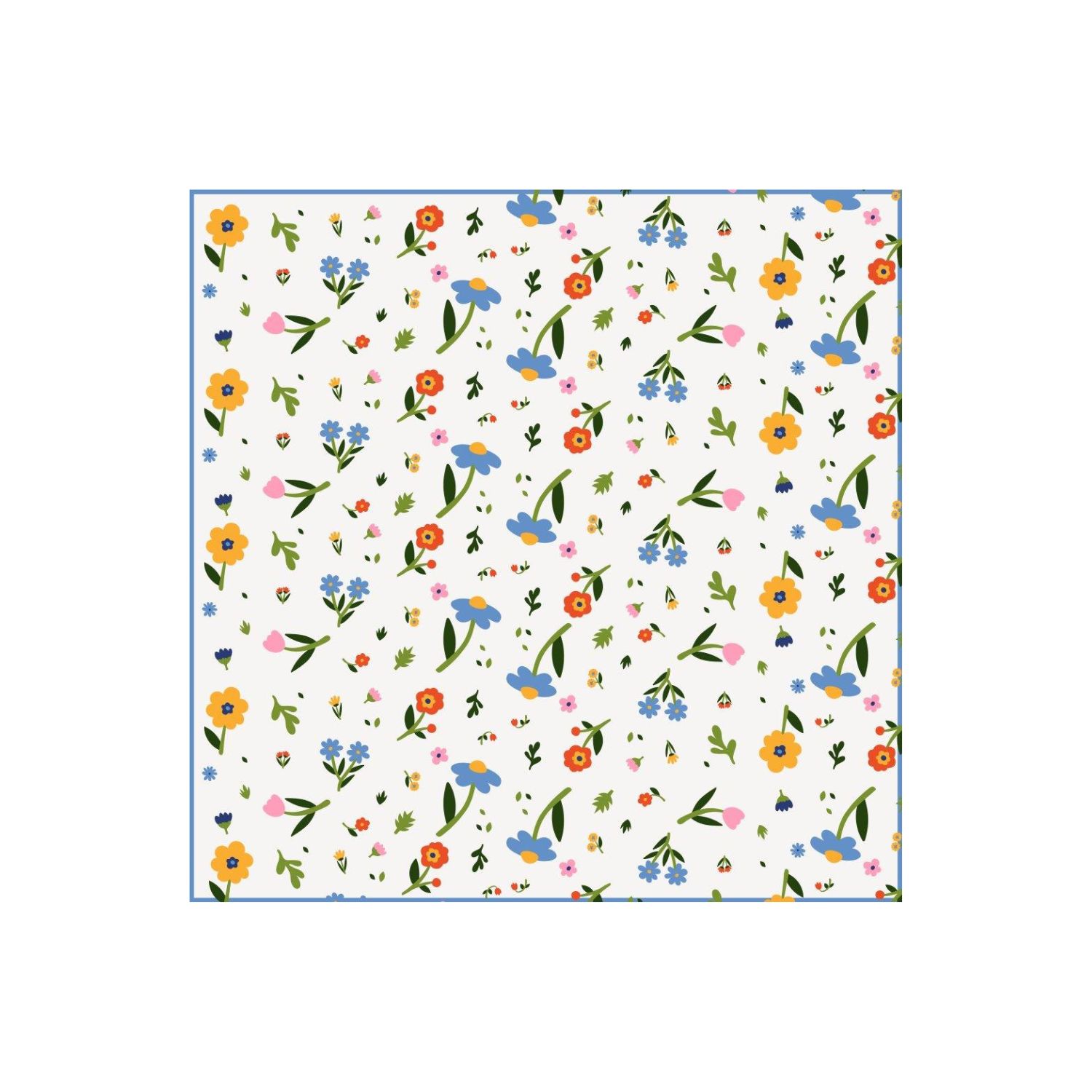 Artifact. Women's Blue / White Classic Floral Large Square Silk Scarf