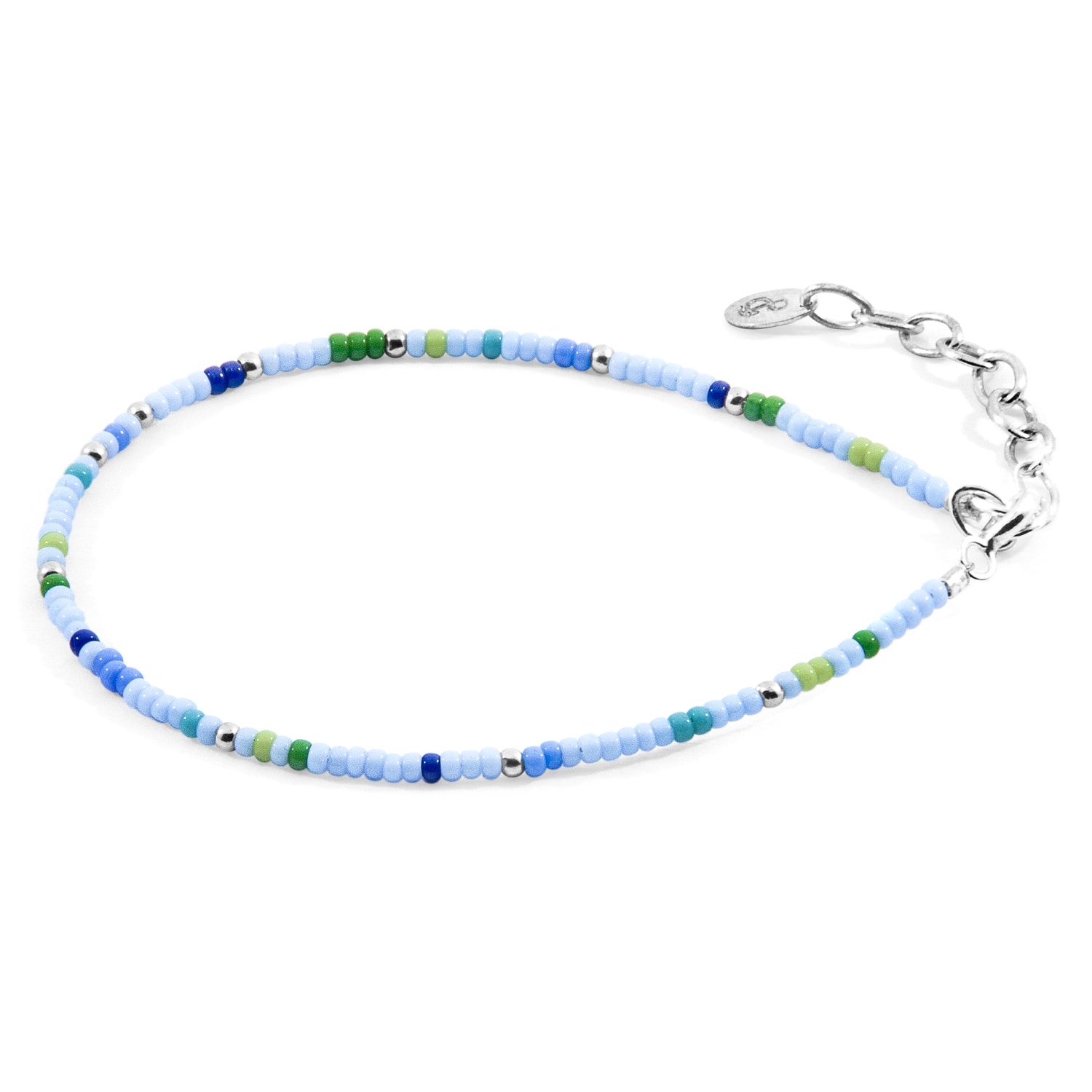 Anchor & Crew Women's Blue / Silver / Green Blue - Green Ellie Silver & Miyoko Glass Bracelet In Multi