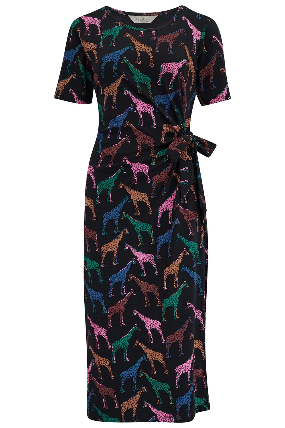 Sugarhill Brighton Women's Emersyn Midi Jersey Dress Black, Giraffe Spots In Black