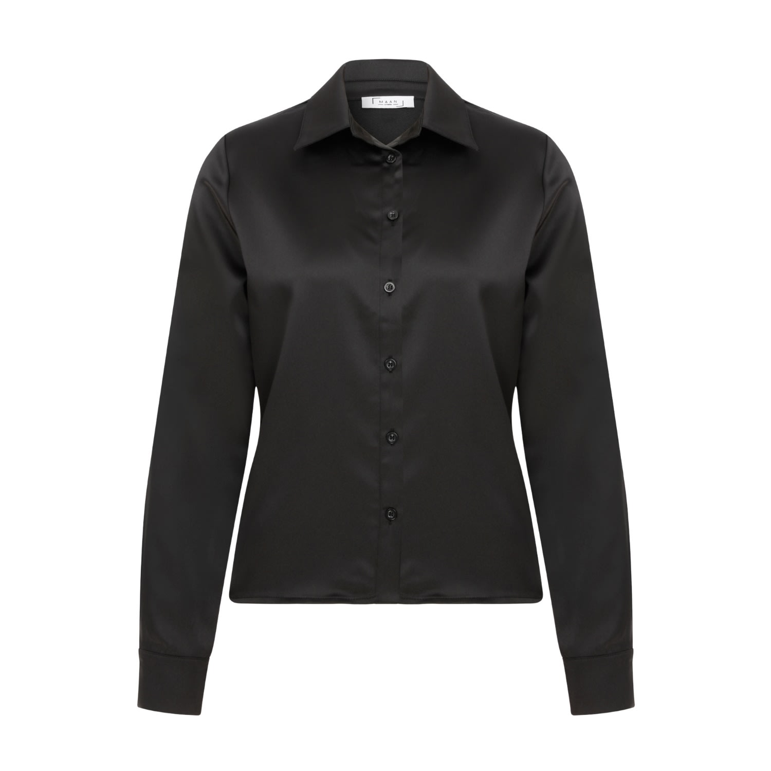 Maan Istanbul Women's Smooth Satin Black Shirt – Days In Black