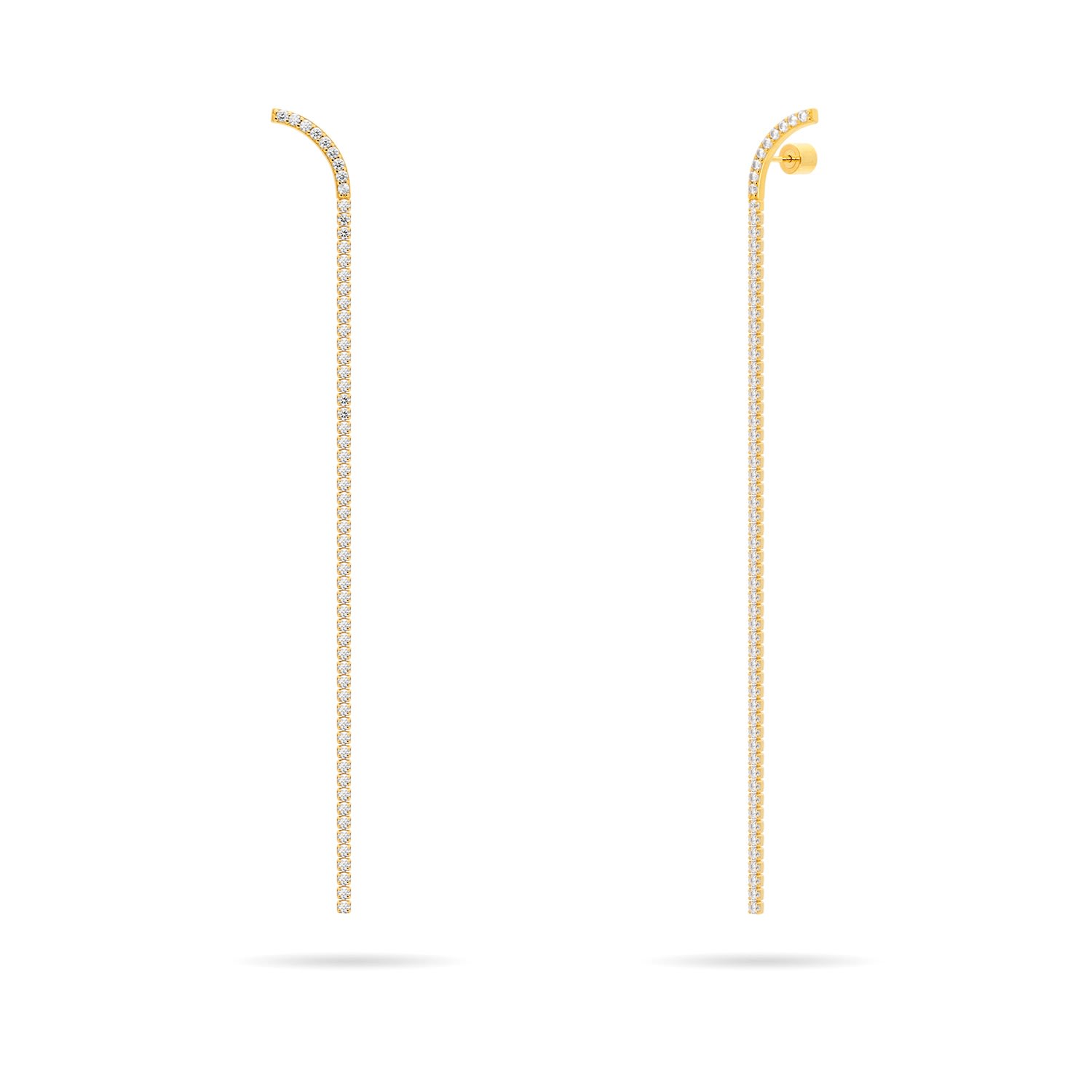 Women’s Long Tennis Chain Dangle Earrings - Gold Meulien