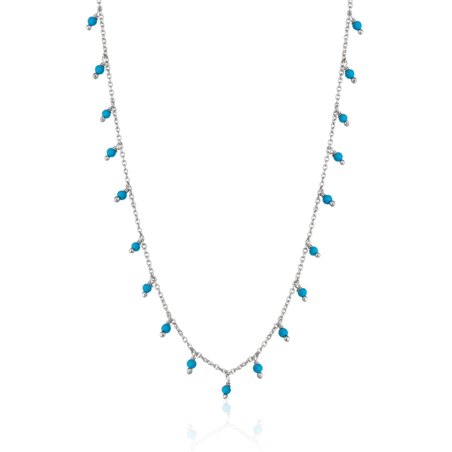 Spero London Women's Silver / Blue Blue Turquoise Beaded Sterling Silver Chain Necklace - Silver In Blue