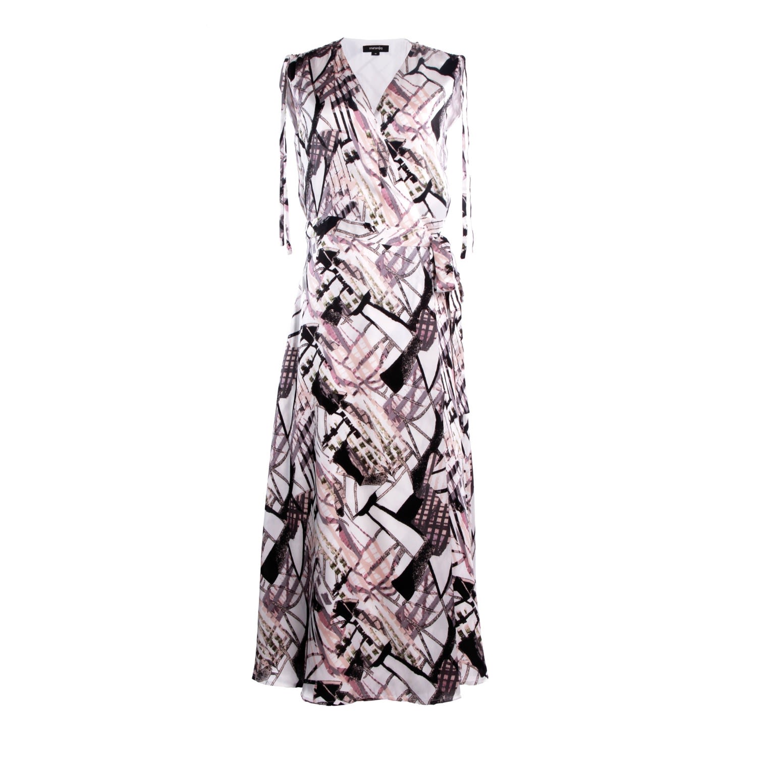 Smart And Joy Women's Geometrical Print Midi Wrap Dress