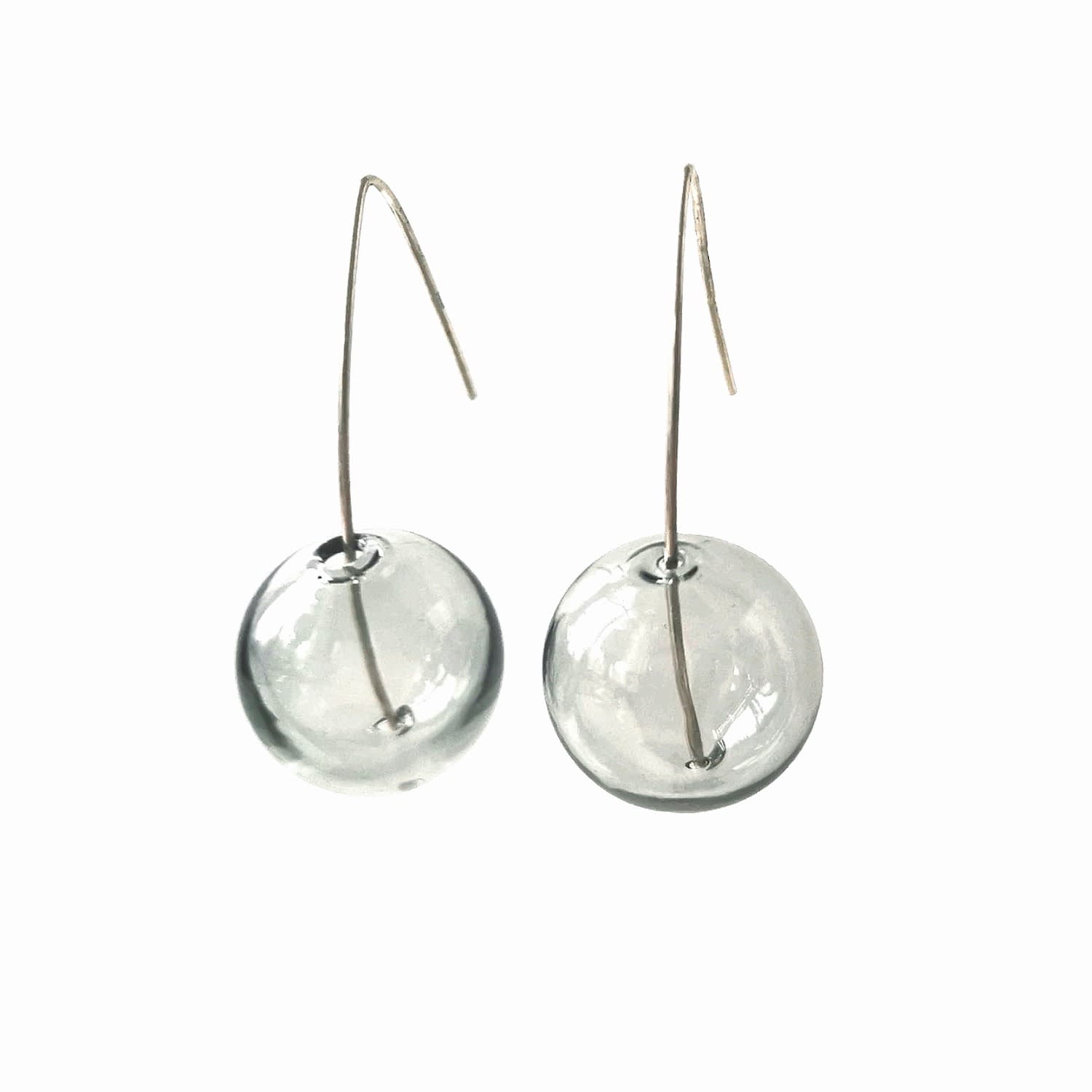 Laura Daili Women's Neutrals / Silver Icicle Clear Blown Glass Earrings In Silver