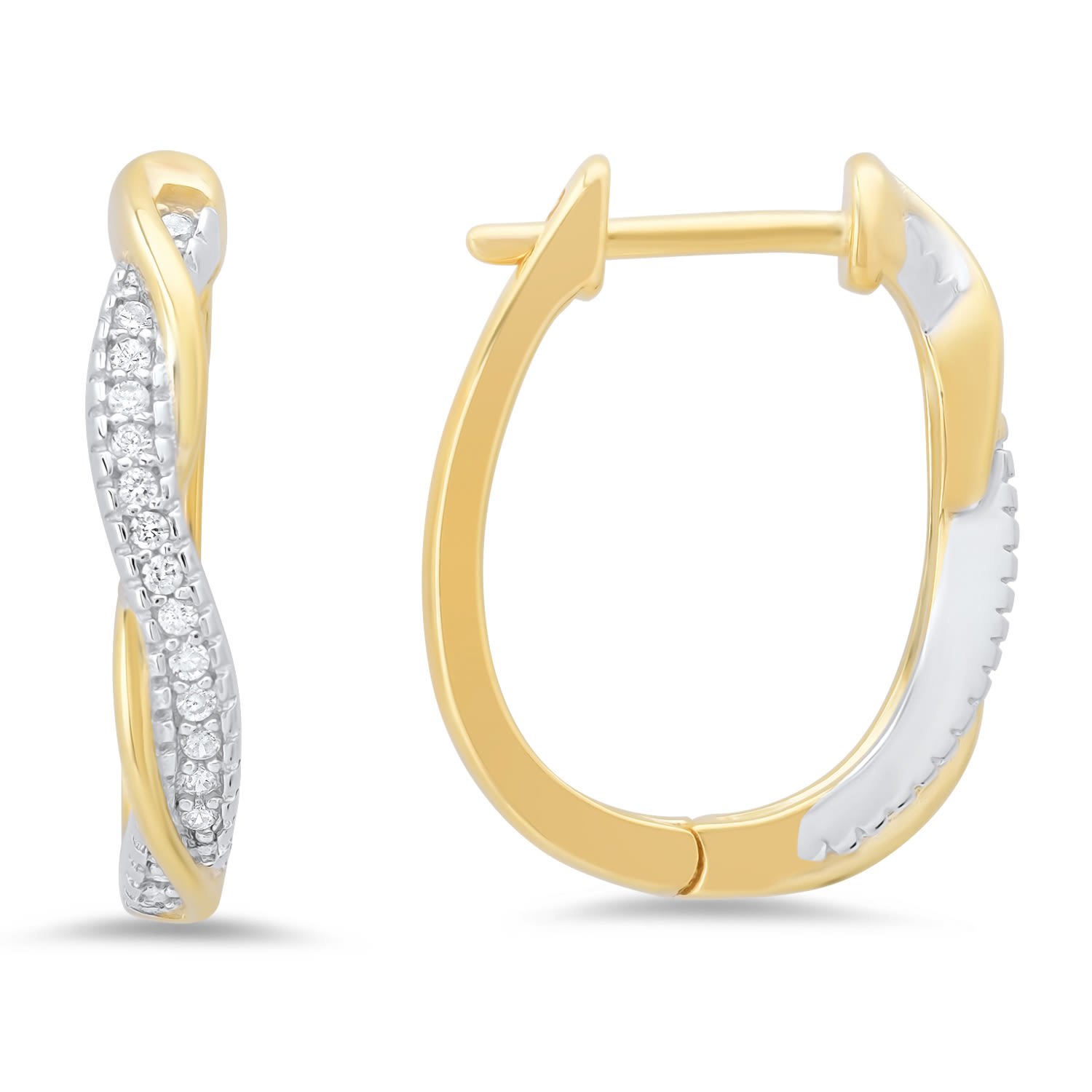 Kylie Harper Women's Gold Sterling Silver Two-tone Diamond Cz Swirl Hoop Earrings