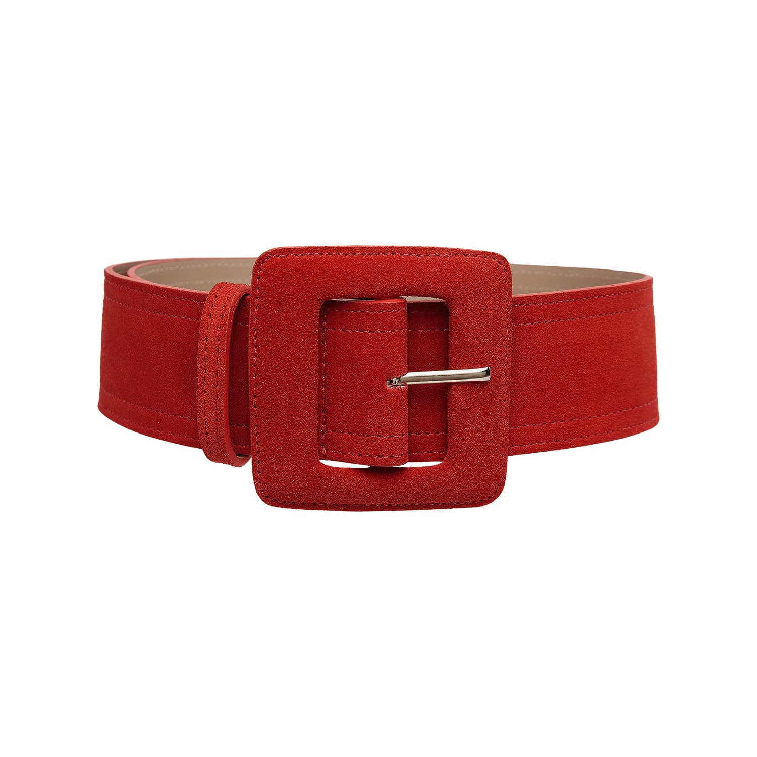 Suede Square Buckle Belt - Red | BeltBe | Wolf & Badger