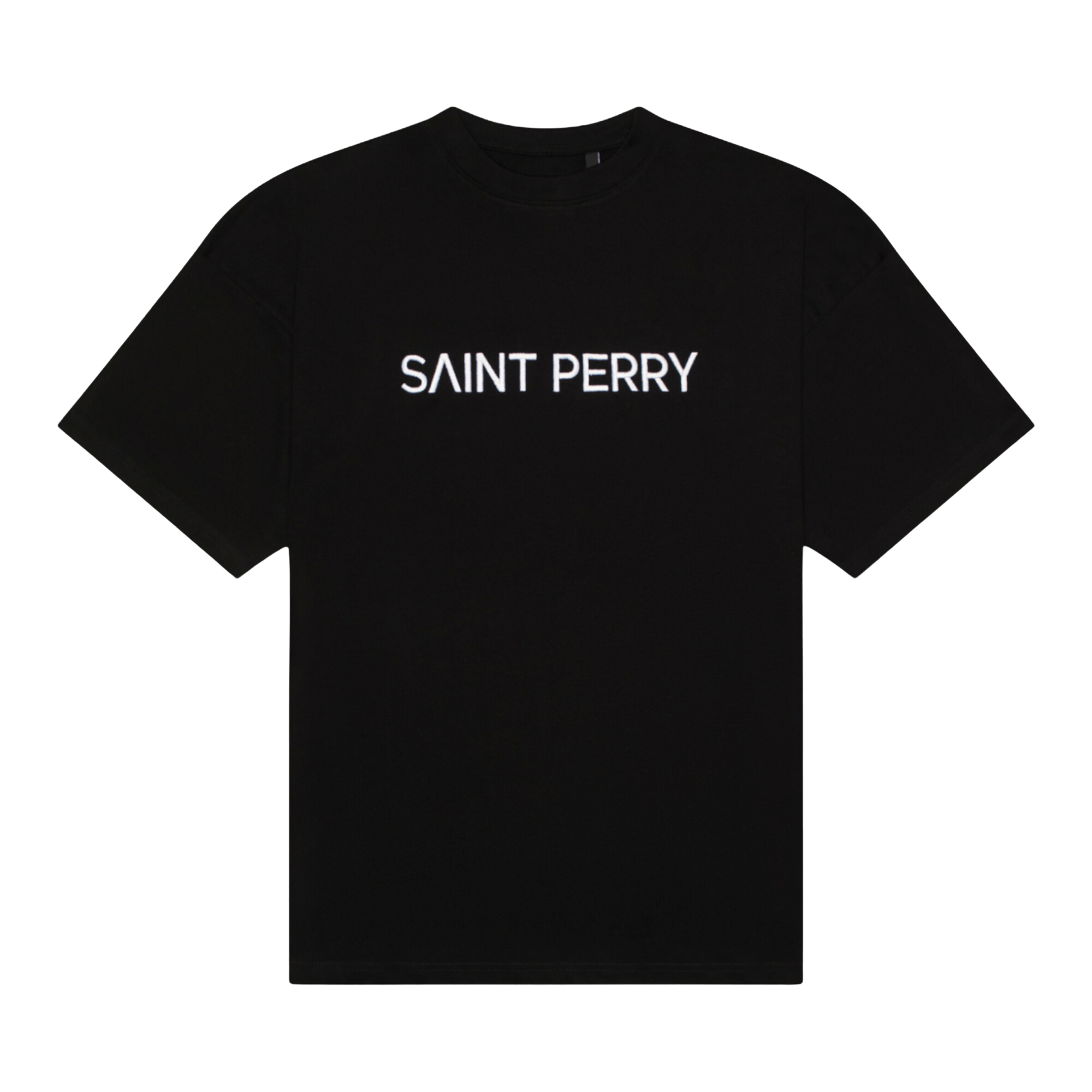 Men’s Embroidery Black T-Shirt Large Saint Perry