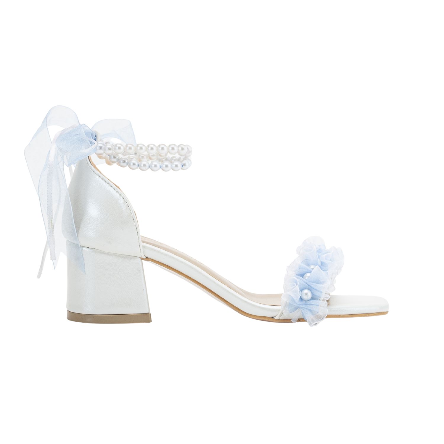 Forever & Always Shoes Jasmine Lace Bridal Low Heel Sandals In Blue