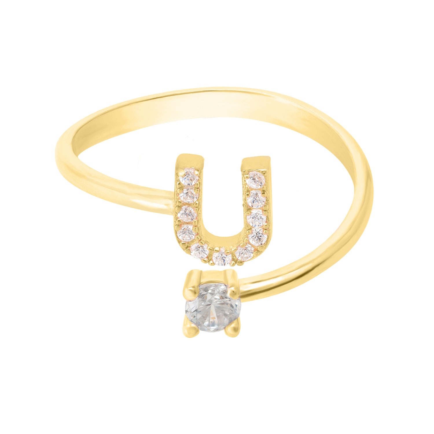 LATELITA WOMEN'S GOLD / WHITE INITIAL RING GOLD U