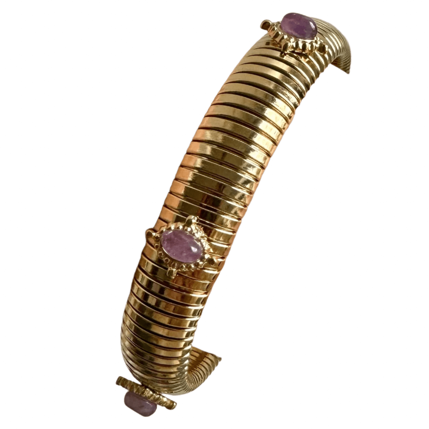 Laura Gray Women's Small Amethyst Gold Omega Bracelet