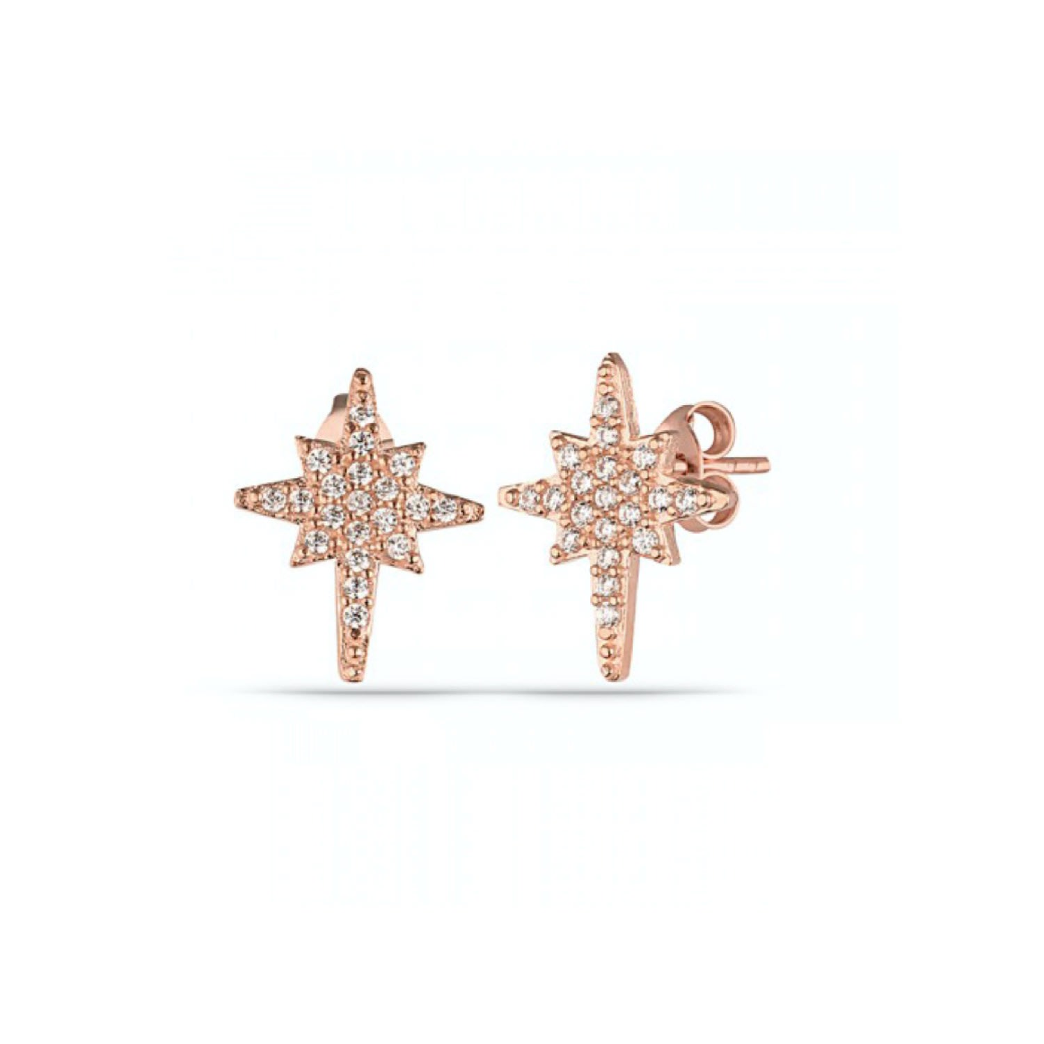Spero London Women's Northern Star Starburst Sterling Silver Stud Earring - Rose Gold