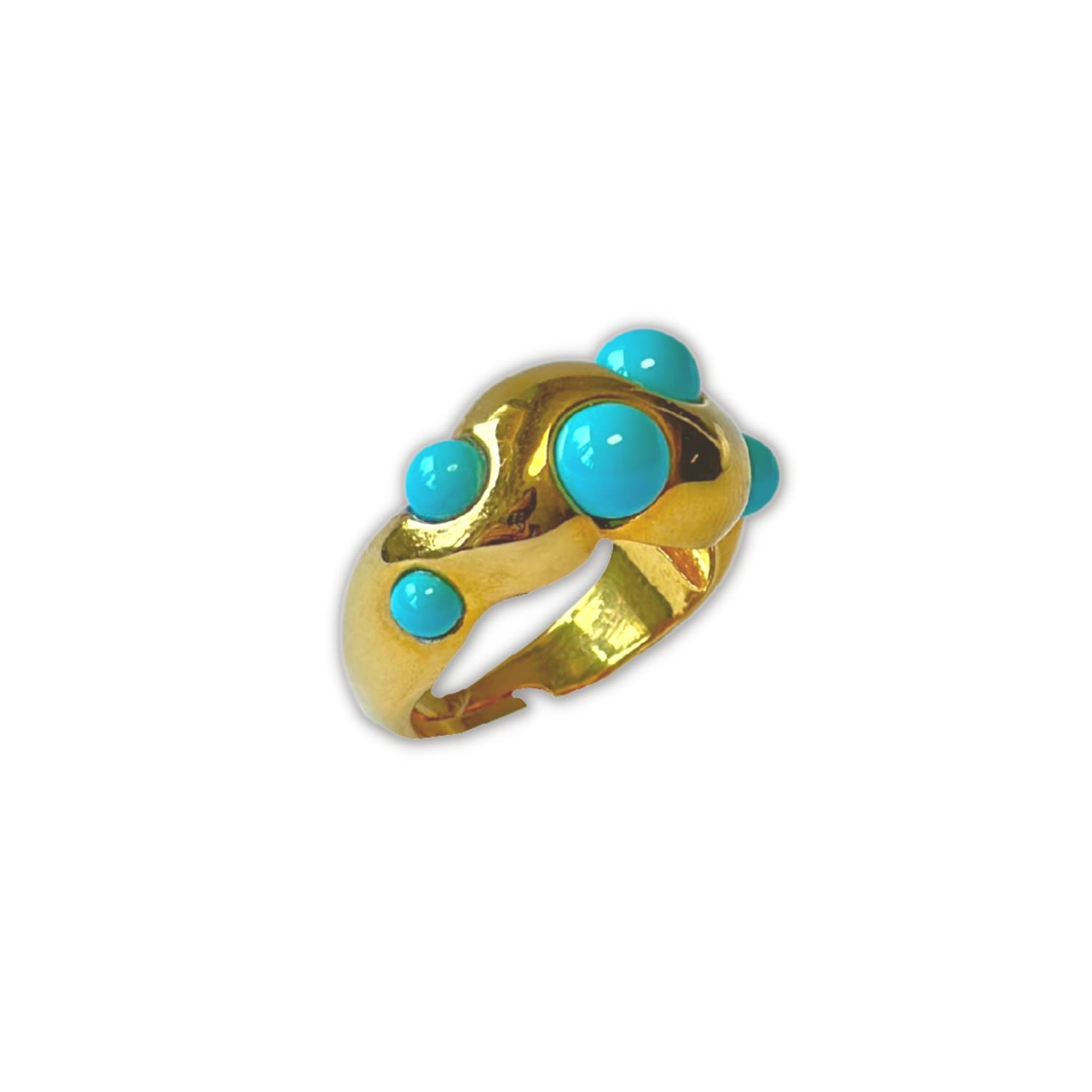 Women’s Turquoise Adjustable Gold Ring Linya Jewellery