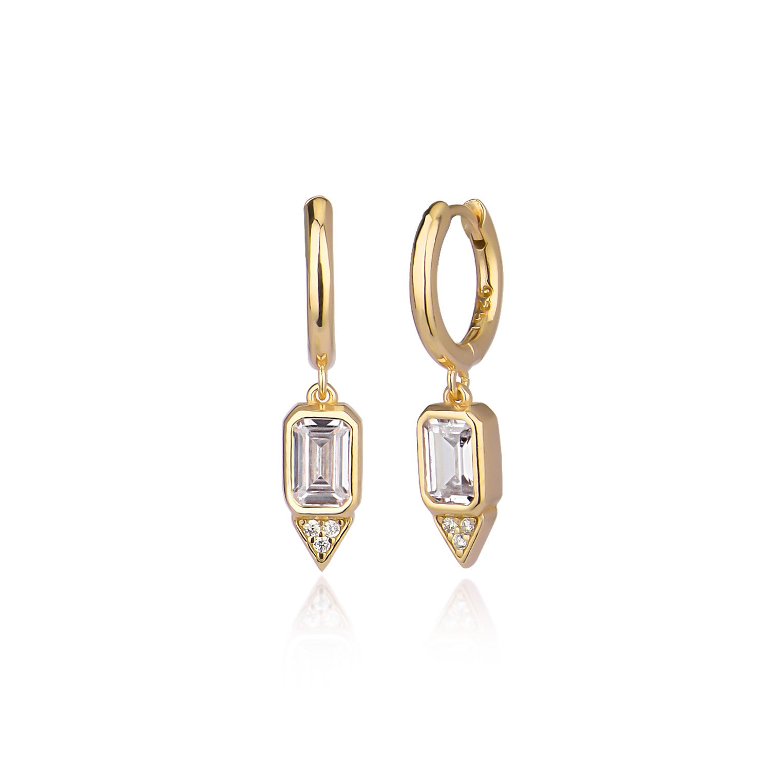 By Eda Dogan Women's White Stone Huggie Earring Gold