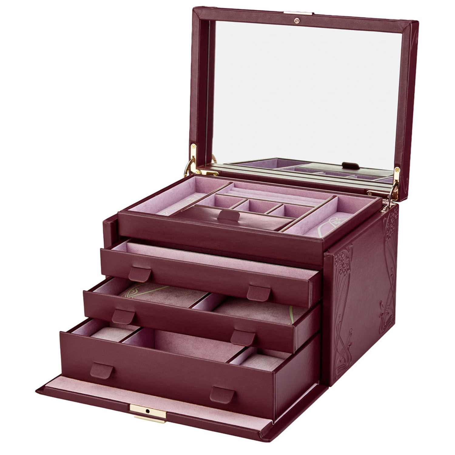 Women's Red Liberty Large Jewellery Box - Burgundy | Wolf