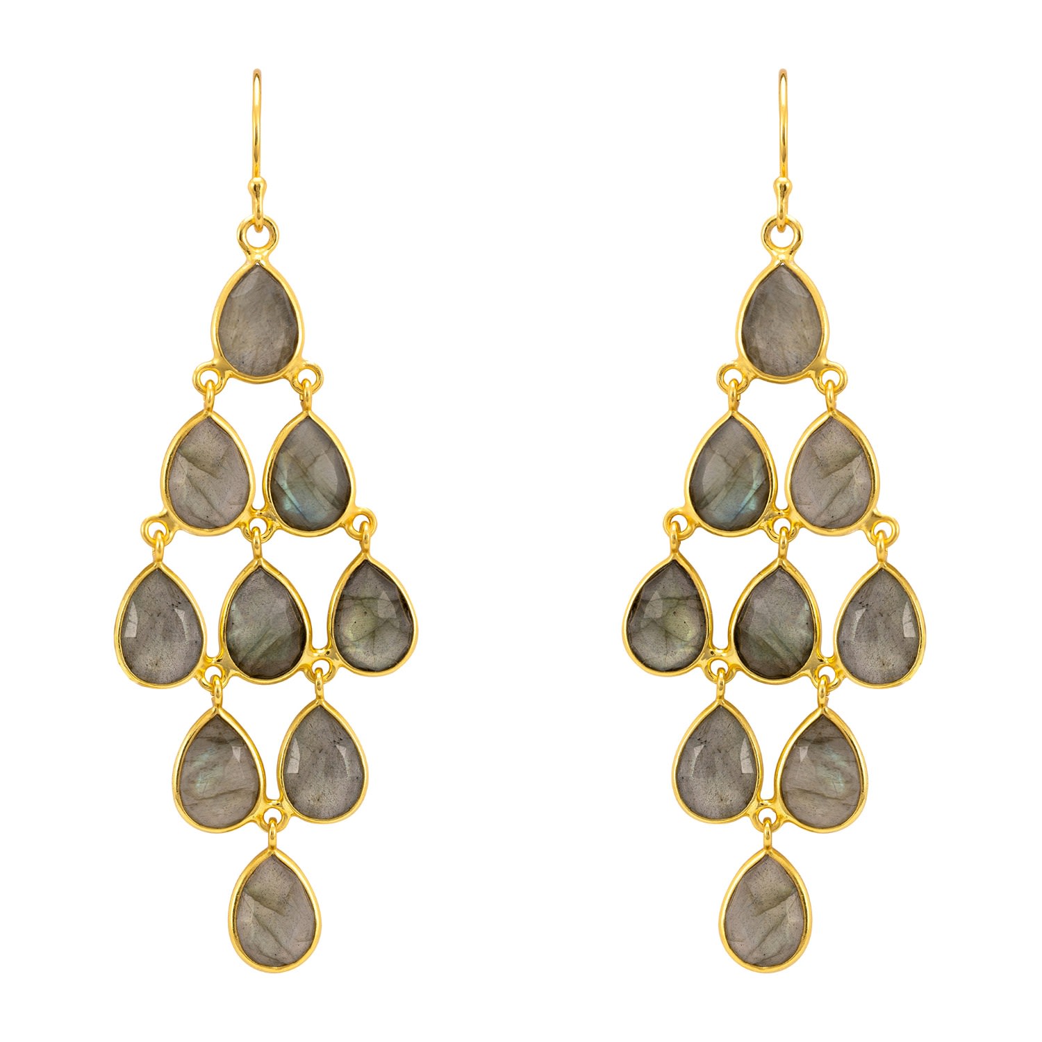 Women’s Gold / Grey Erviola Gemstone Cascade Earrings Gold Labradorite Latelita