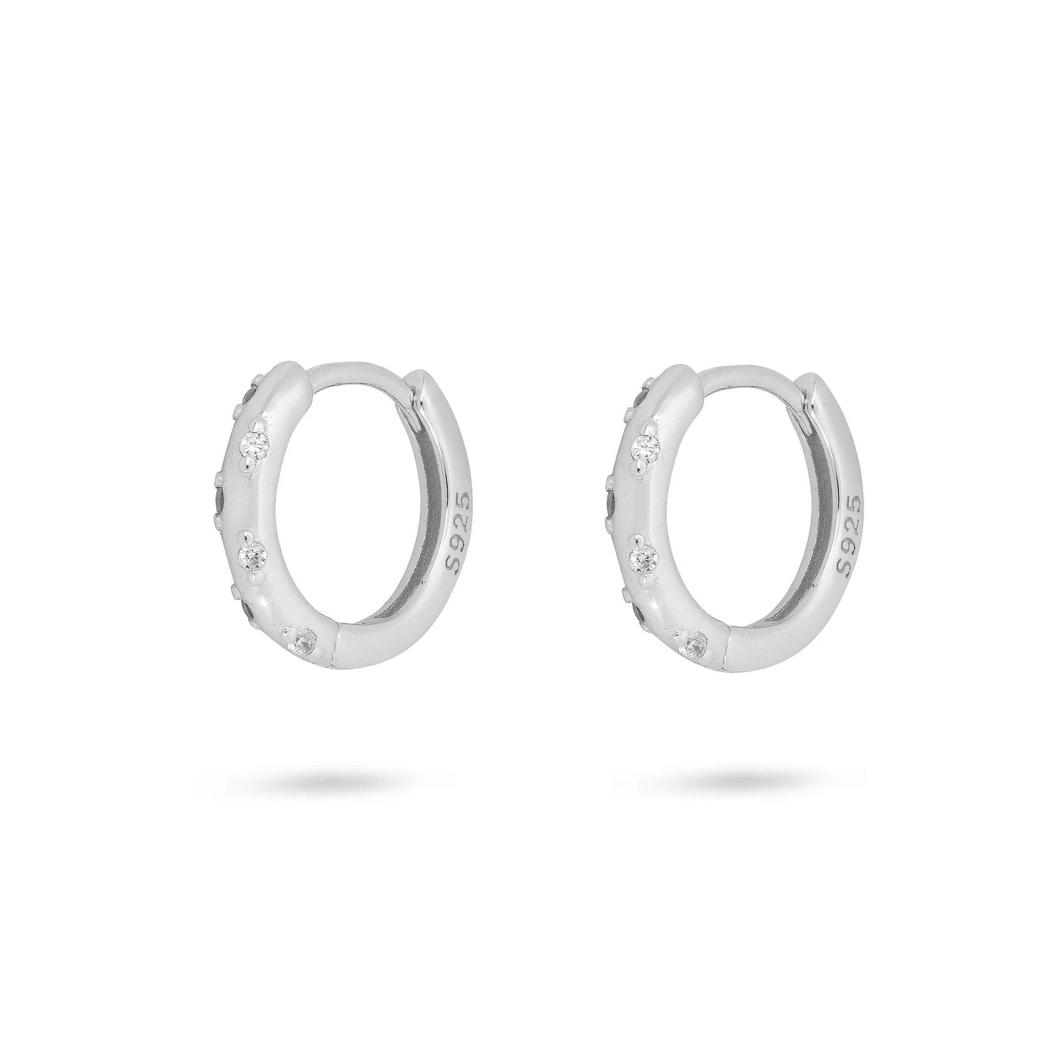 Gold Trip Women's Gold / White / Silver Mystic Huggie Hoops In Silver In Metallic