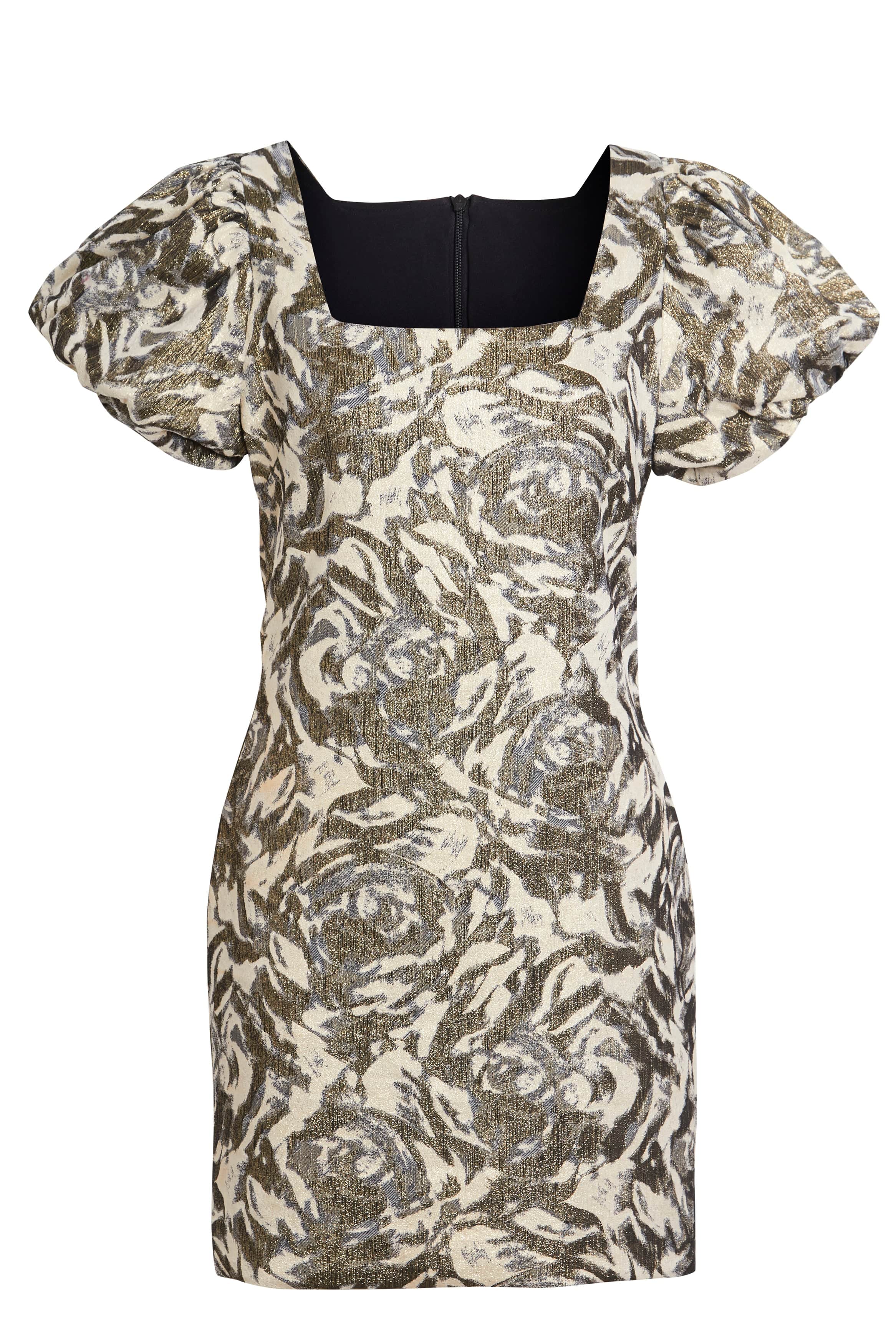 Sarvin Women's Gold / White Puff Shoulder Mini Dress In Multi