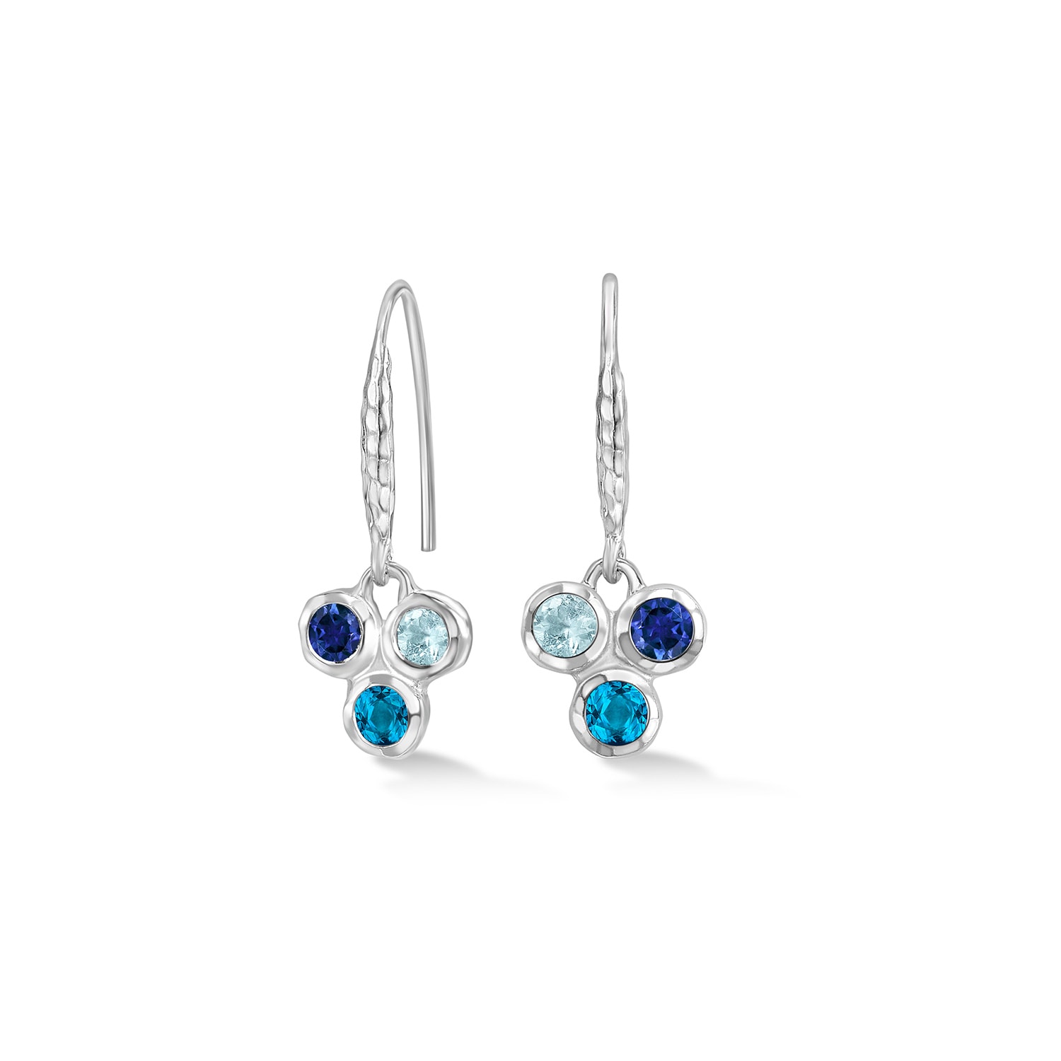 Dower & Hall Women's Blues Array Trio Drop Earrings In Silver In Silver