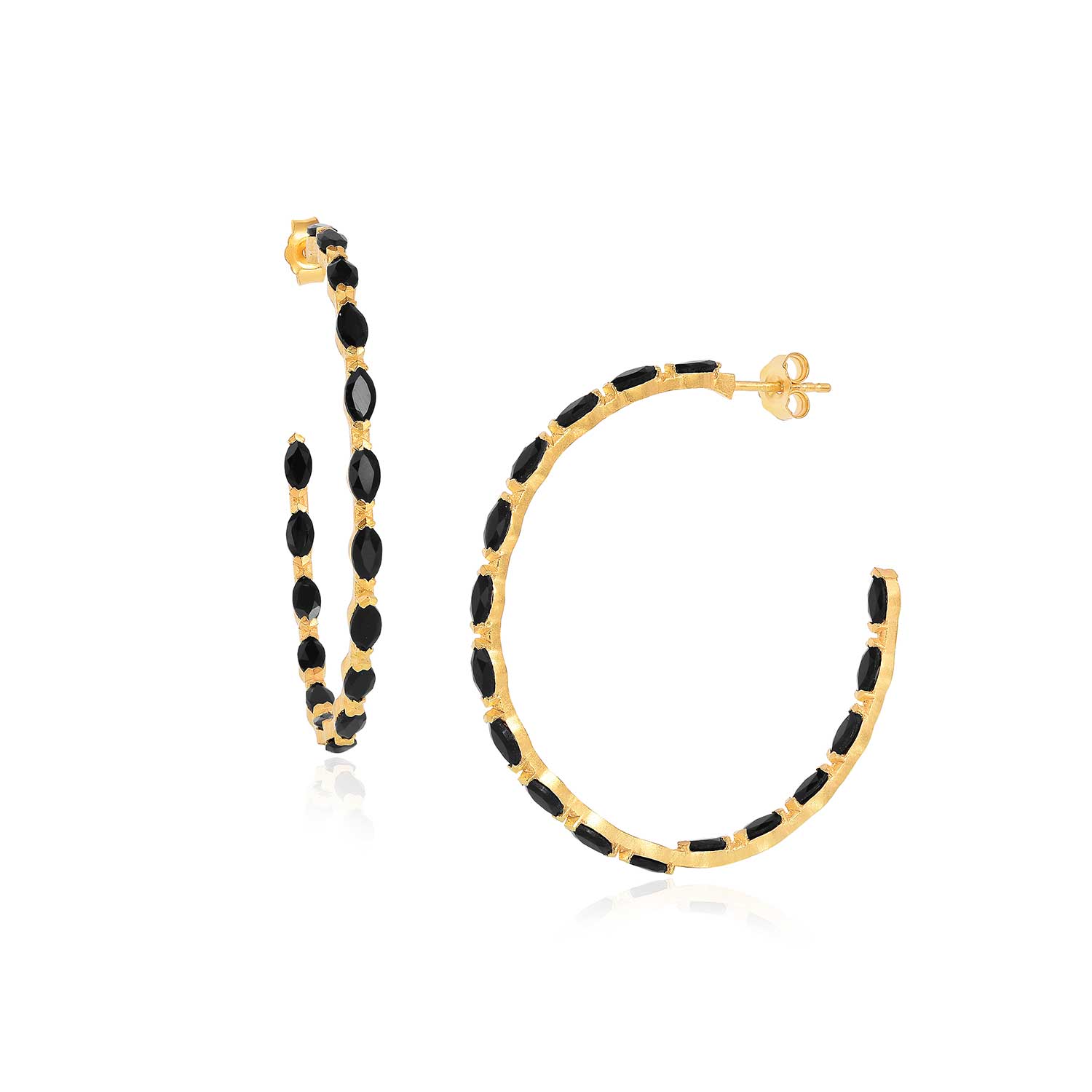 Moon London Women's Epic Black Spinel Large Gold Vermeil Hoops In Gold