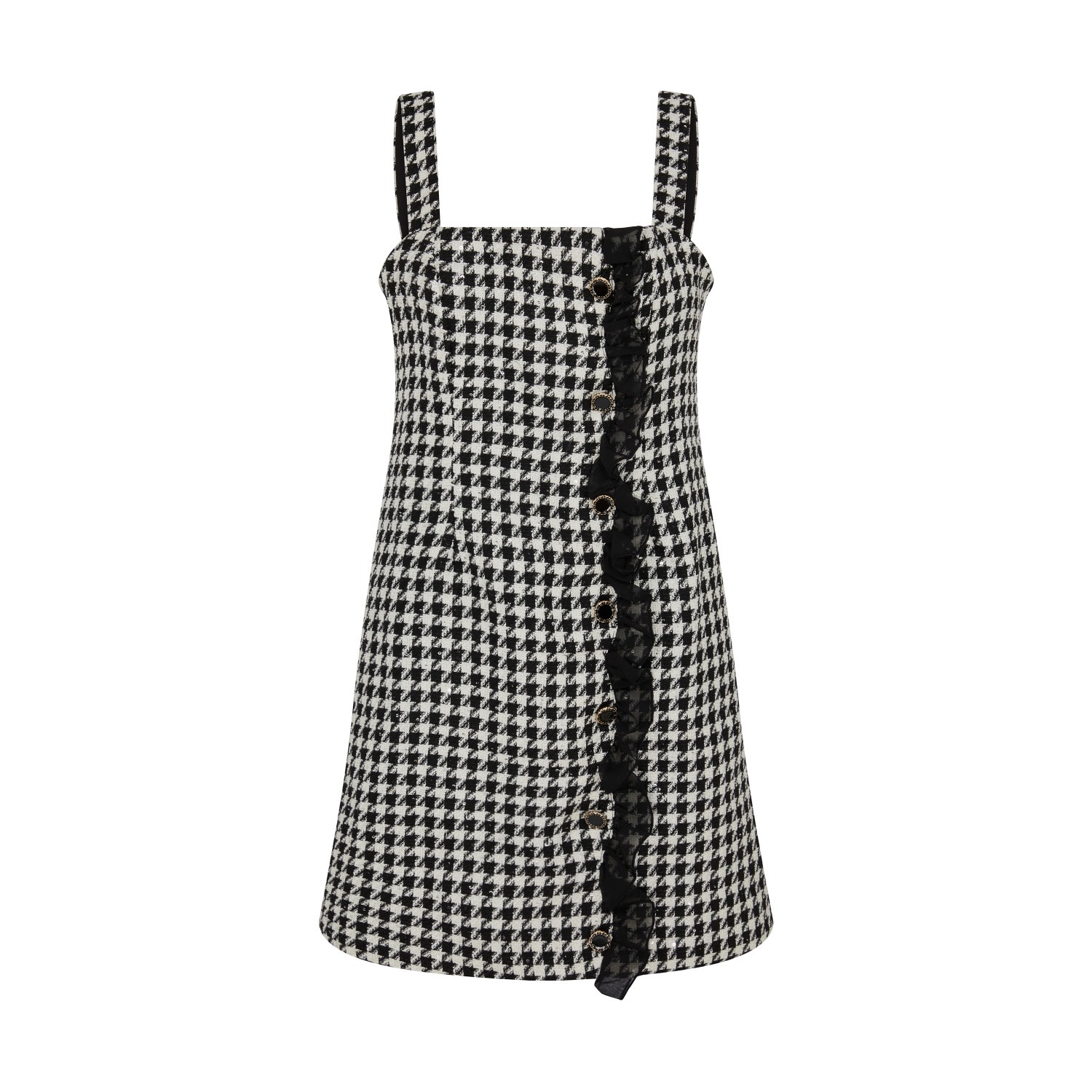 Women’s Black / White Sequined Houndstooth Bouclé-Knit Mini Dress In Black And White Medium Sour Figs