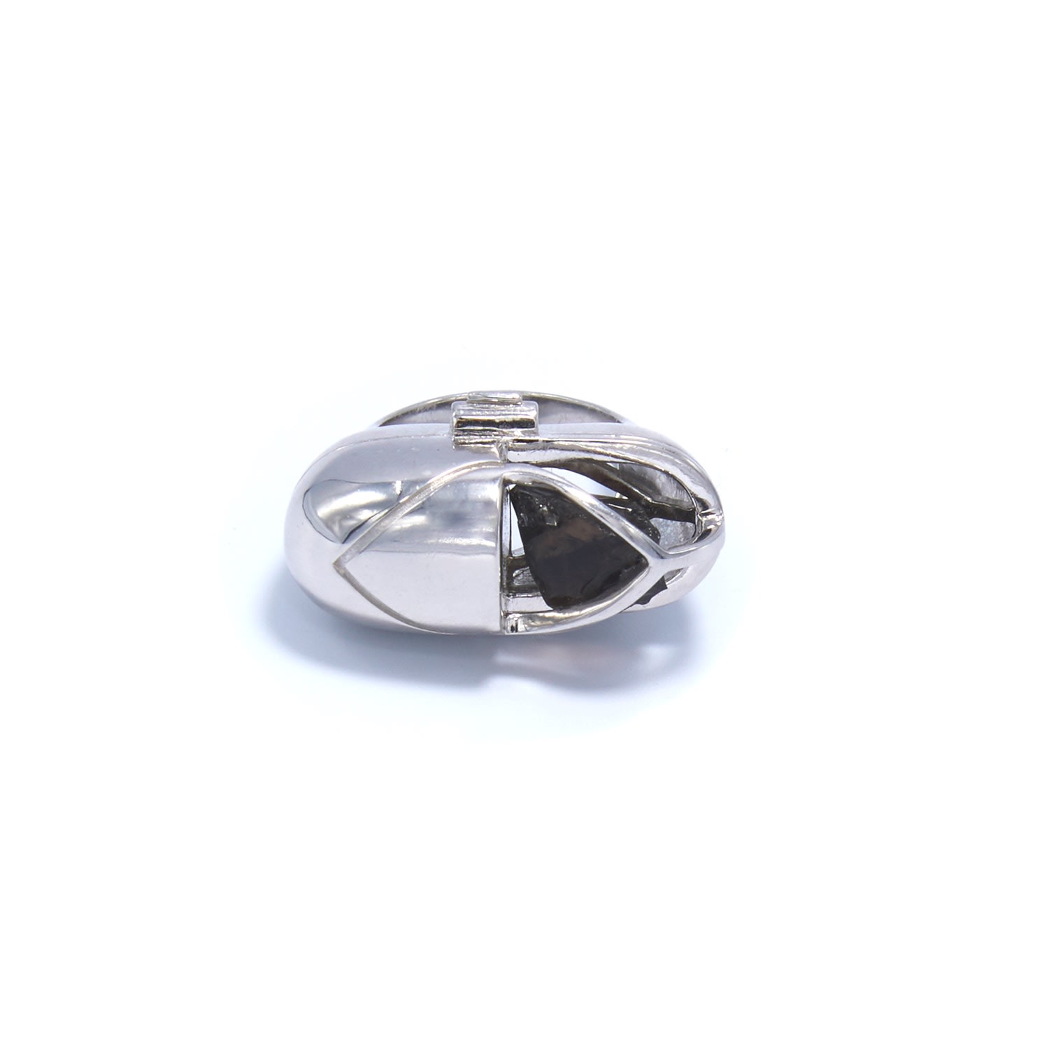 Capsule Eleven Women's Brown Capsule Crystal Ring - Sterling Silver - Smokey Quartz In Metallic