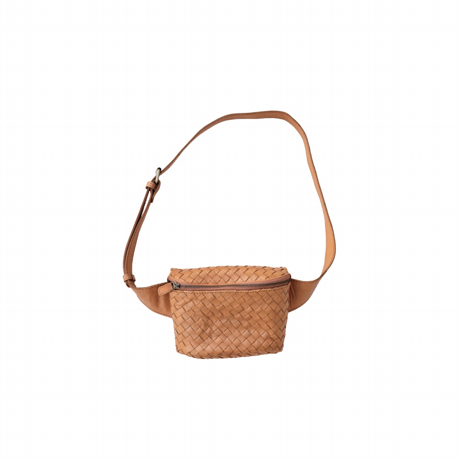 Pink Haley Women's Neutrals Francesca Handwoven Leather Belt Bag In Tan In Black/brown