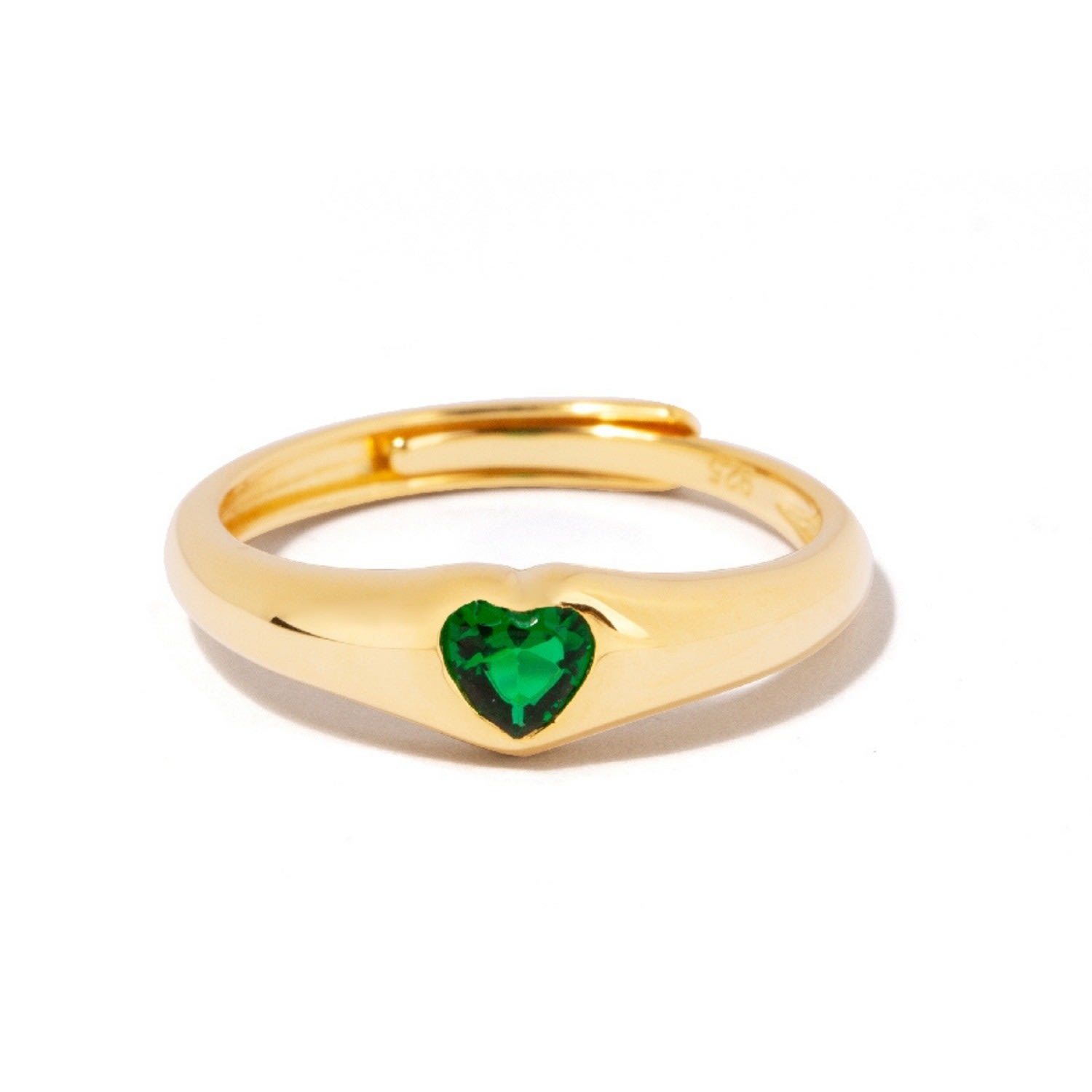 Women’s Green Amia Emerald Heart Dome Gold Ring Little Sky Stone