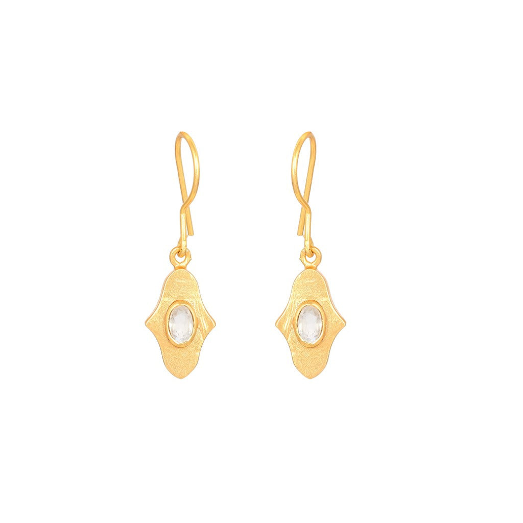 Opium Jewels Women's Gold / White Birthstone Hamsa Earrings In Rainbow Moonstone- June's Birthstone