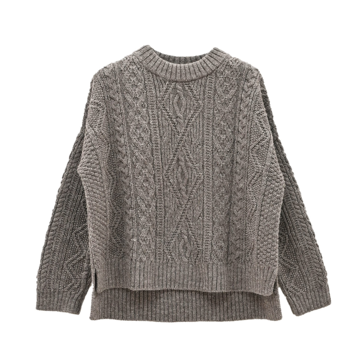 Oubas Women's Neutrals / Grey The Freyja British Wool Cable Sweater In Steel Grey