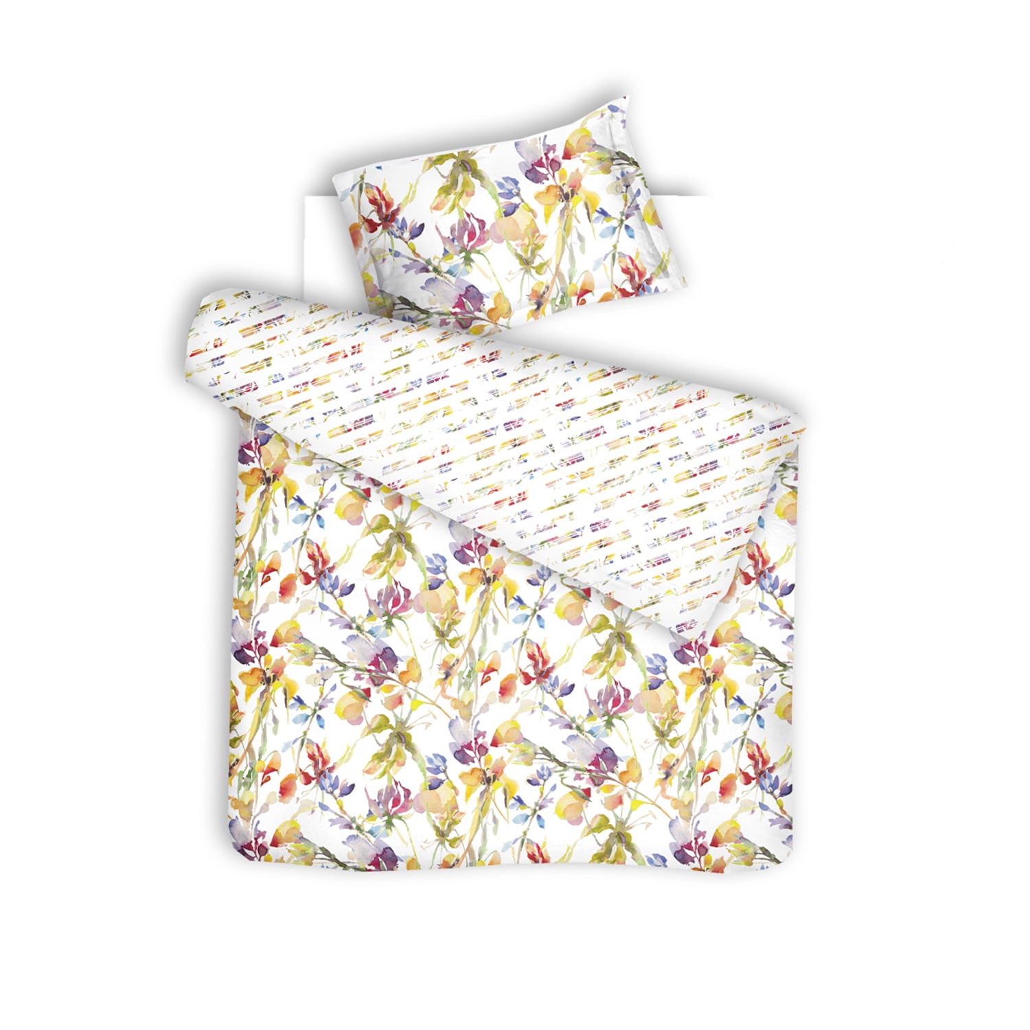 Decoflux Home Sateen Bed Linen Set Rainbow White Uk Single, Us Twin In White