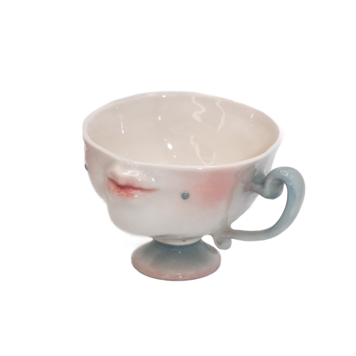H2 Studio Blue / White / Pink The Kissing Cup Theater Porcelain Art Tableware Love Sunset In Multi
