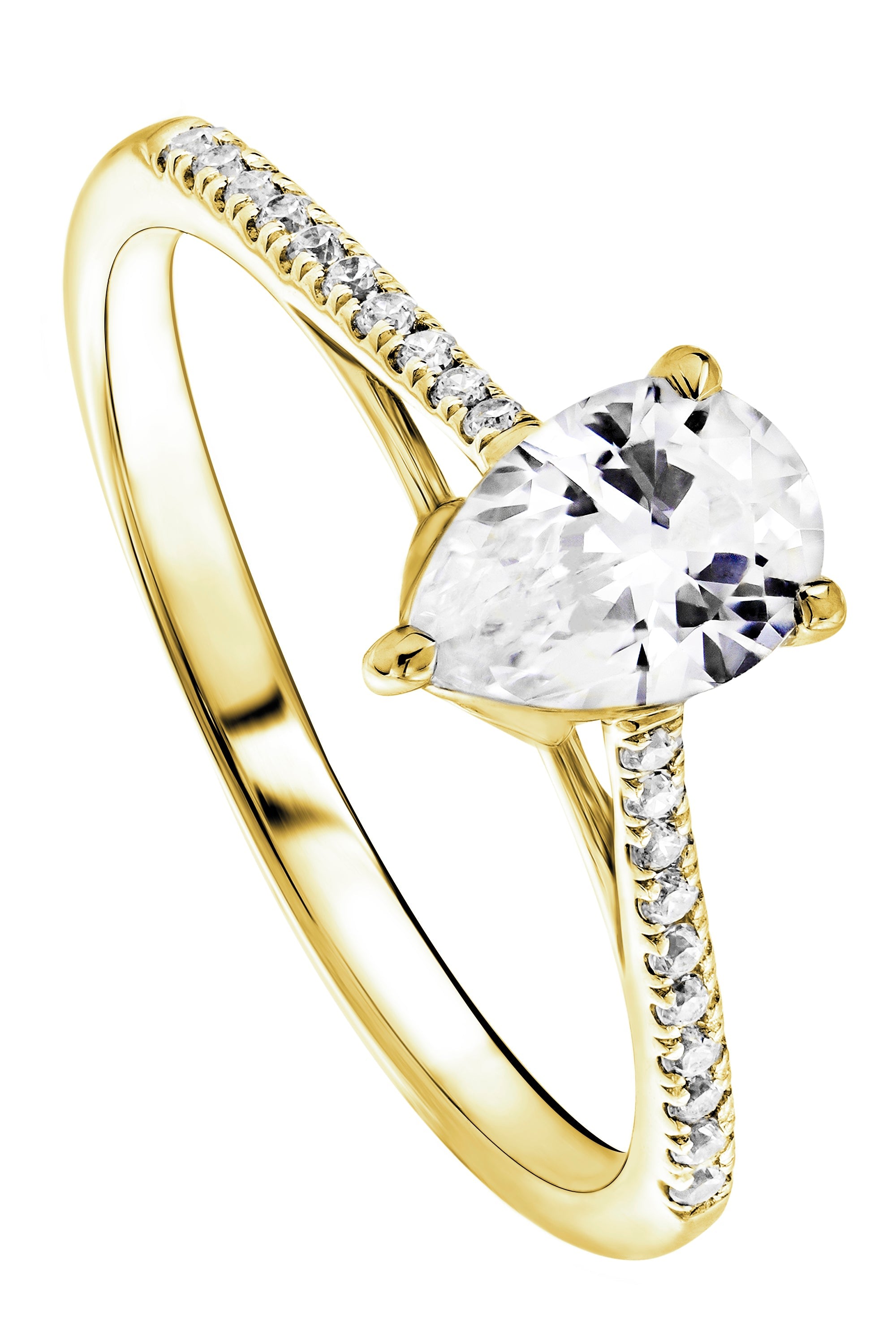 Women’s Rachel Yellow Gold Pear Lab Grown Diamond Engagement Ring Created Brilliance