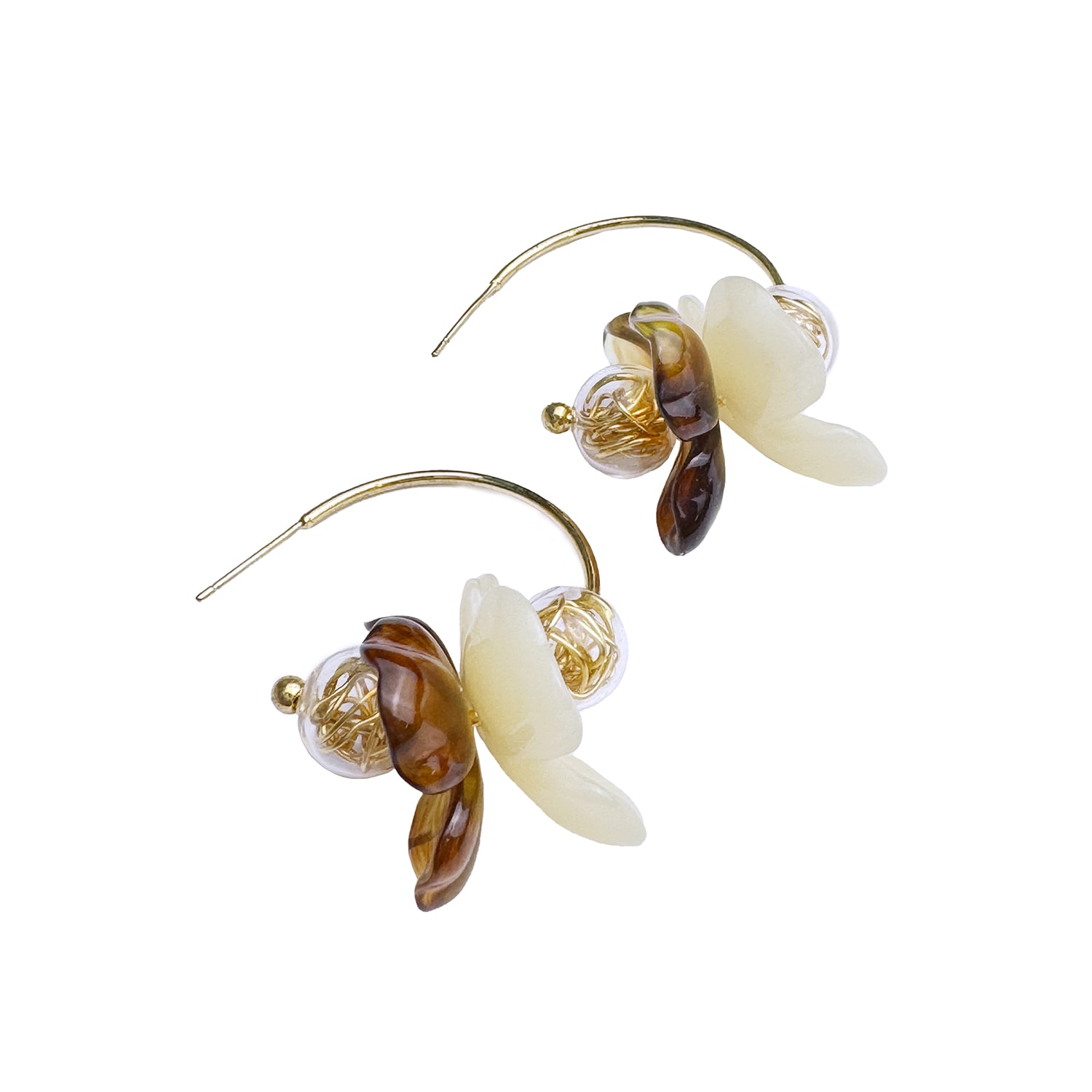 Paisie Women's Neutrals / Brown Amber Bloom Hoop Earrings