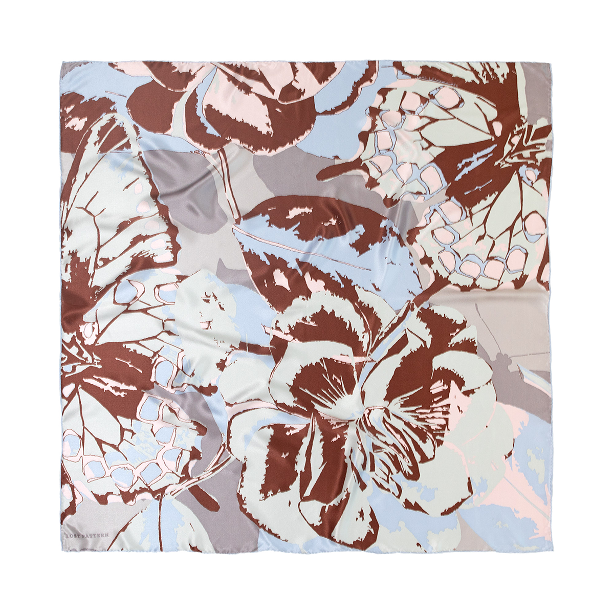 Lost Pattern Camellia Floral Large Silk Square Scarf | Head Wrap