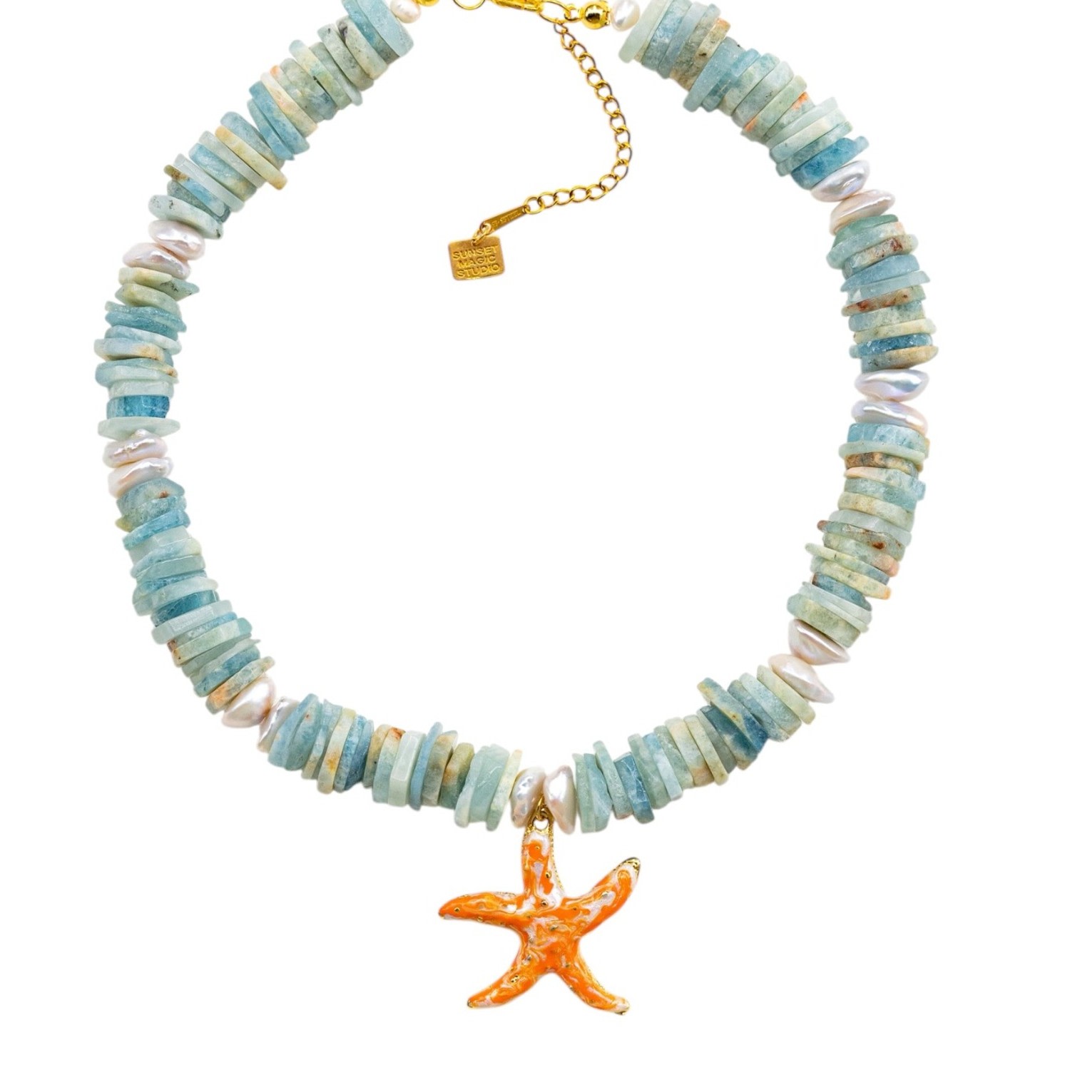 Sunset Magic Studio Women's Enamel Starfish Necklace - Dear, Sunset In Yellow