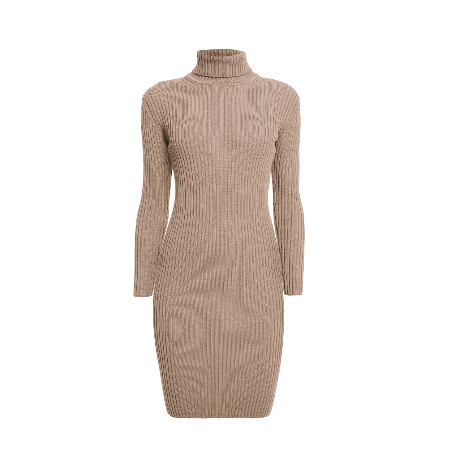brown turtleneck dress