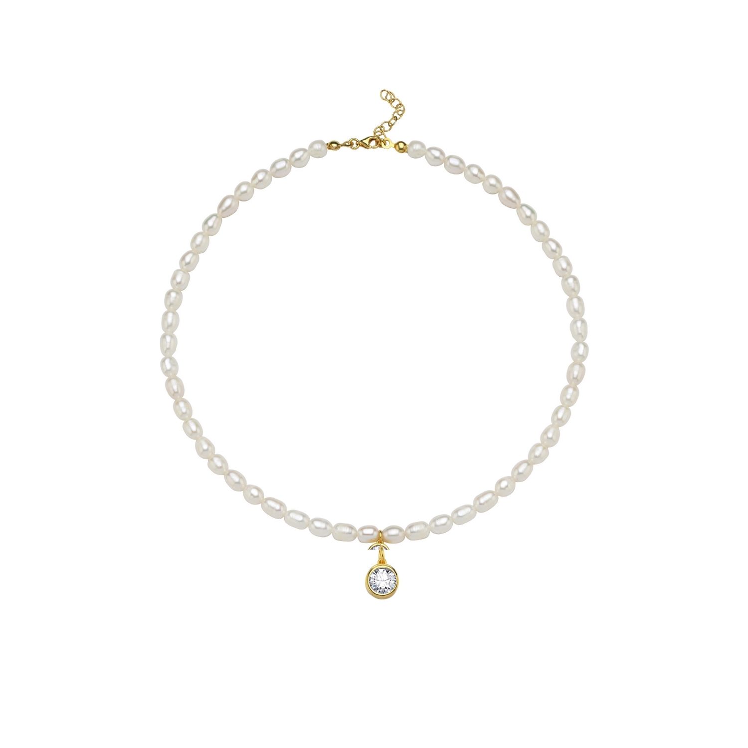 Linya Jewellery Women's Cosmic Big Pearl Zodiac Necklace White Birthtone In White