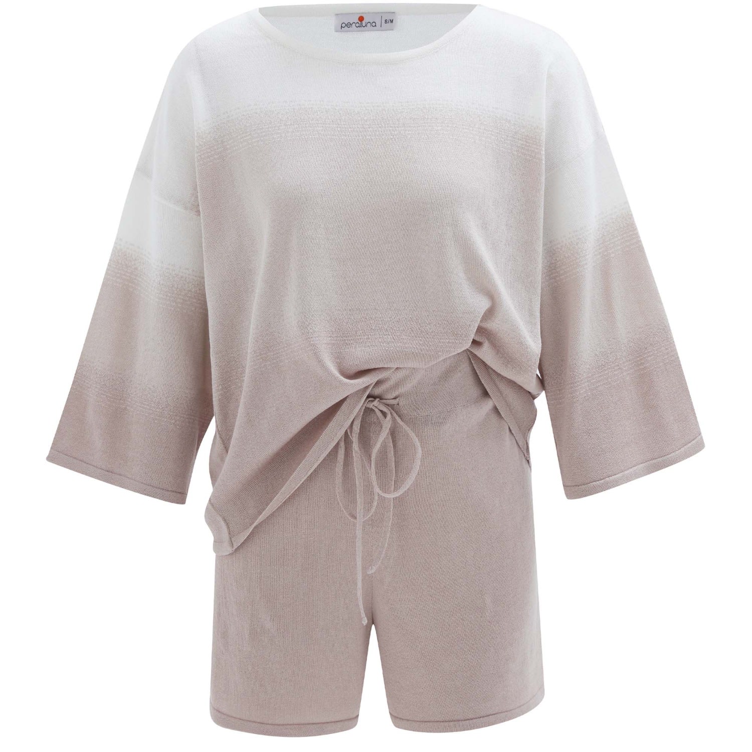 Peraluna Brown Siri Knitted Blouse & Shorts Matching Set In Beige In Brown