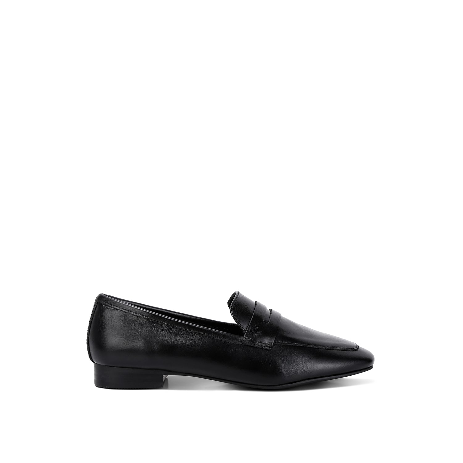 Rag & Co Women's Liliana Black Classic Leather Penny Loafers In Black By