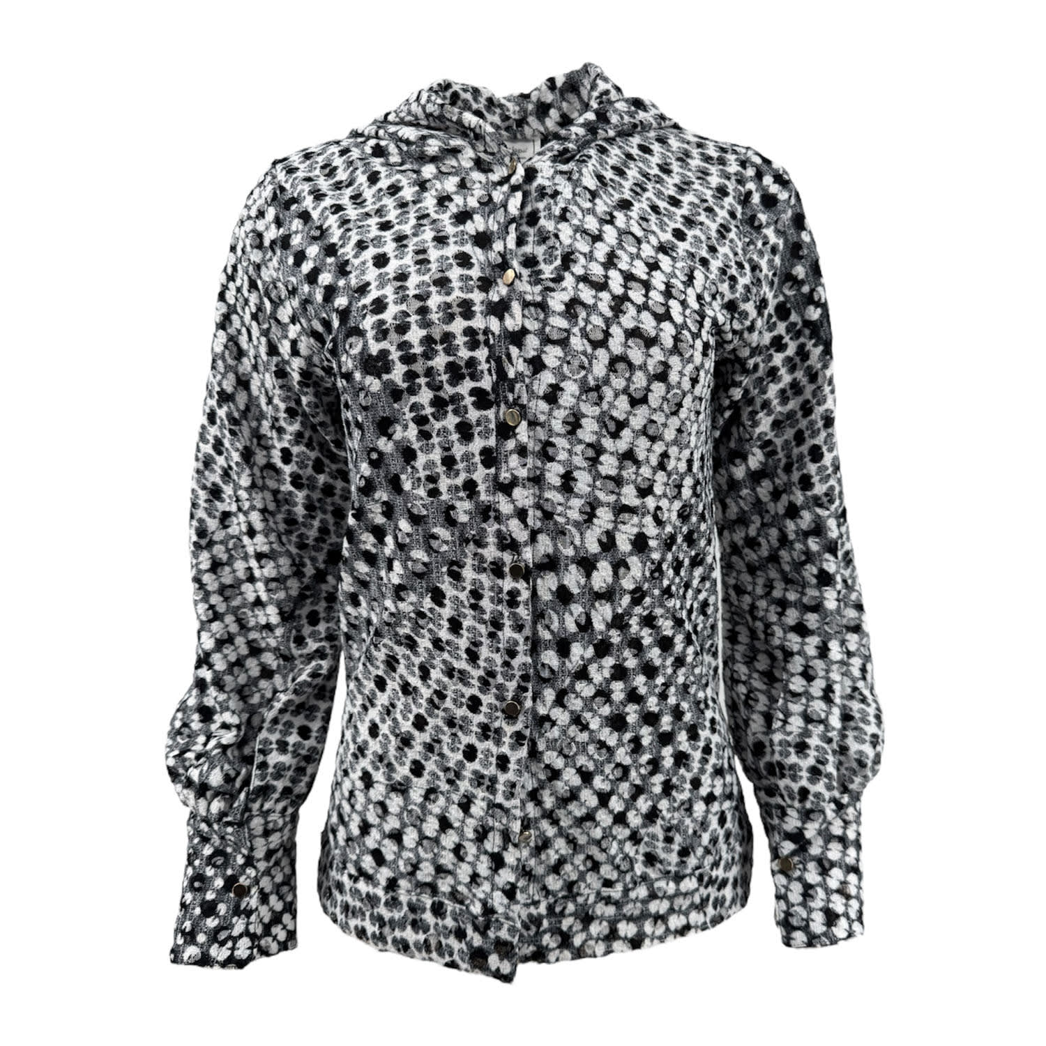 Monzlapur New York Women's Black / White Digital Speck Mesh Hoodie In Black/white