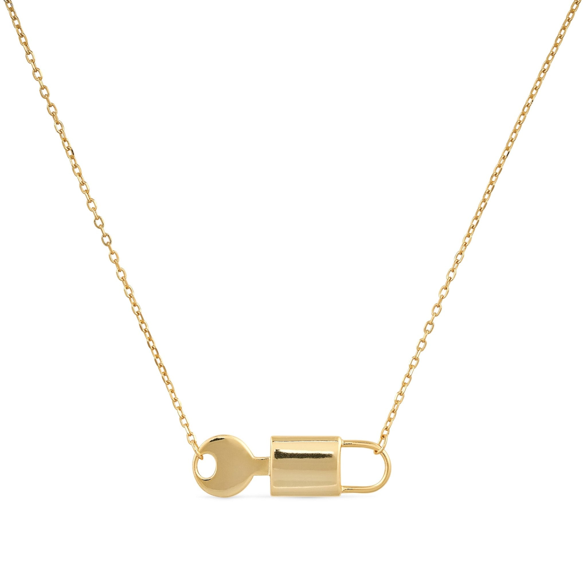 Women’s Gold Plated Silver Lock & Key Necklace Elk & Bloom - Everyday Fine Jewellery