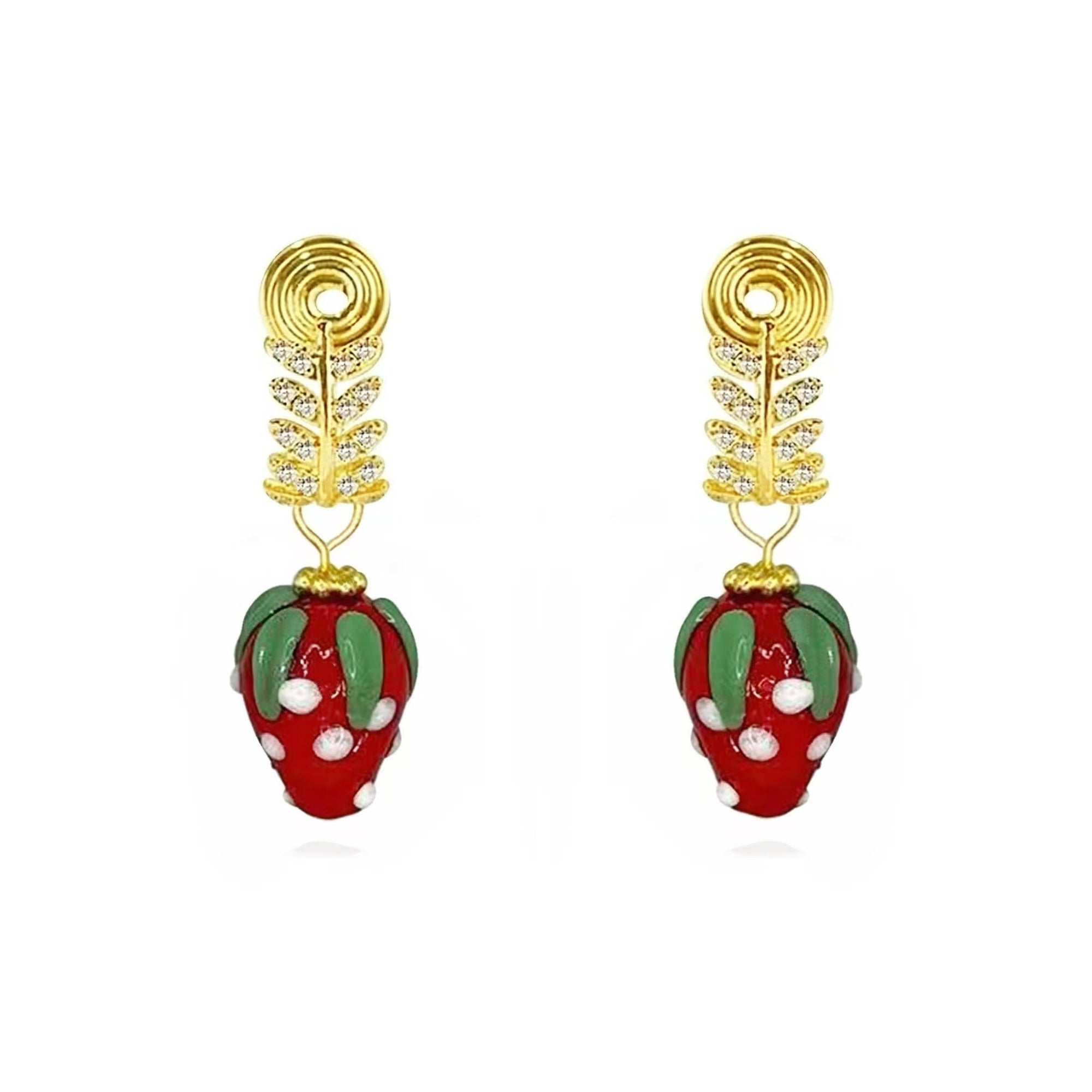 Ninemoo Women's Red Strawberry Hoops Clip On Earring