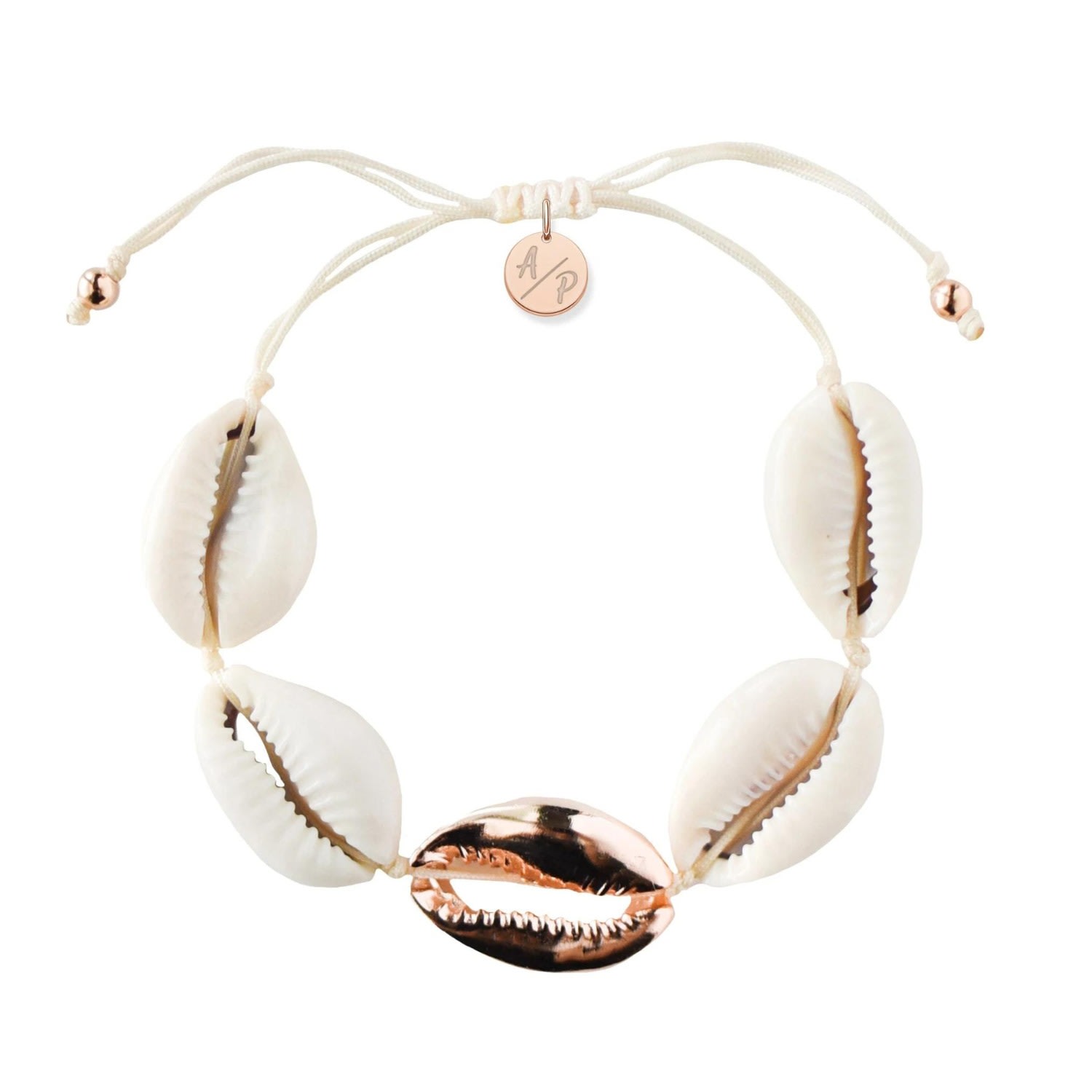 Adriana Pappas Designs Women's White Metal Shell Accent Bracelet - Rose Gold In White